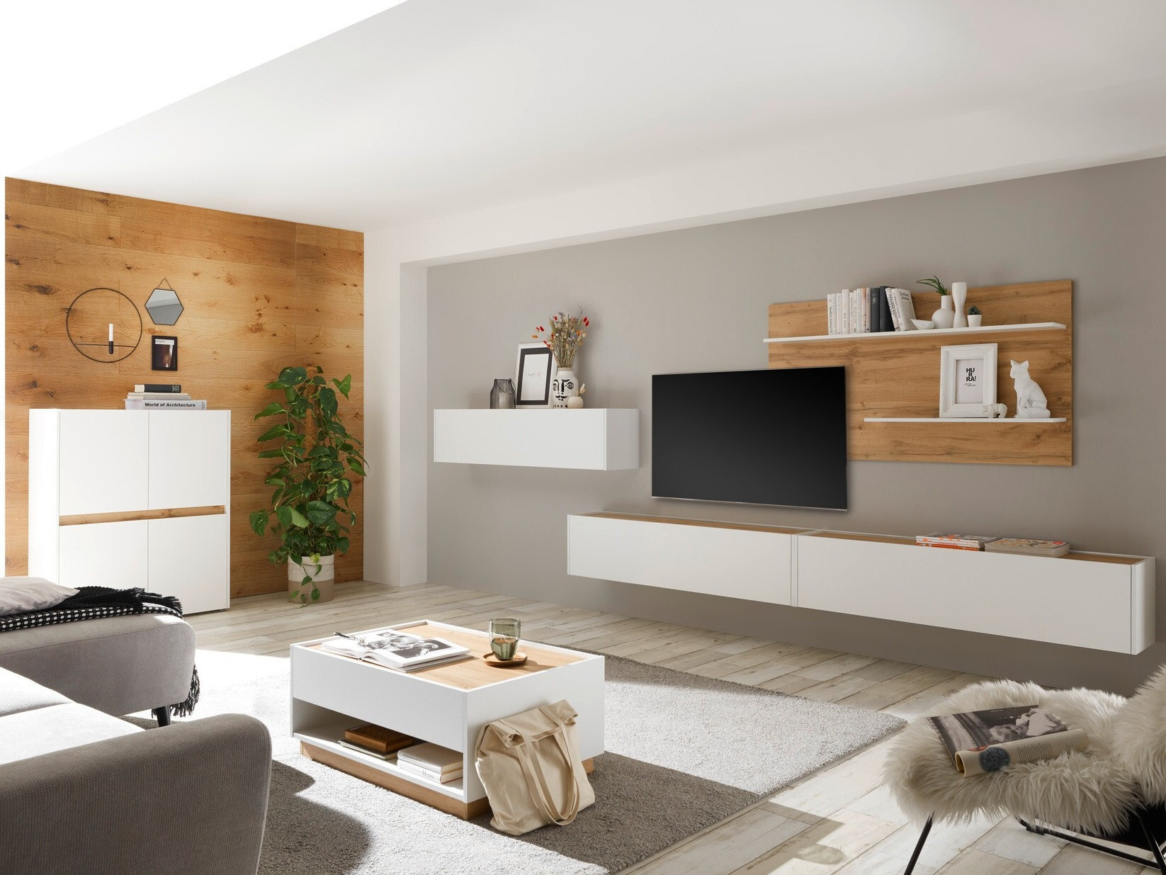 Sofabord Elbsori 123 (Hvid + Wotan eg)