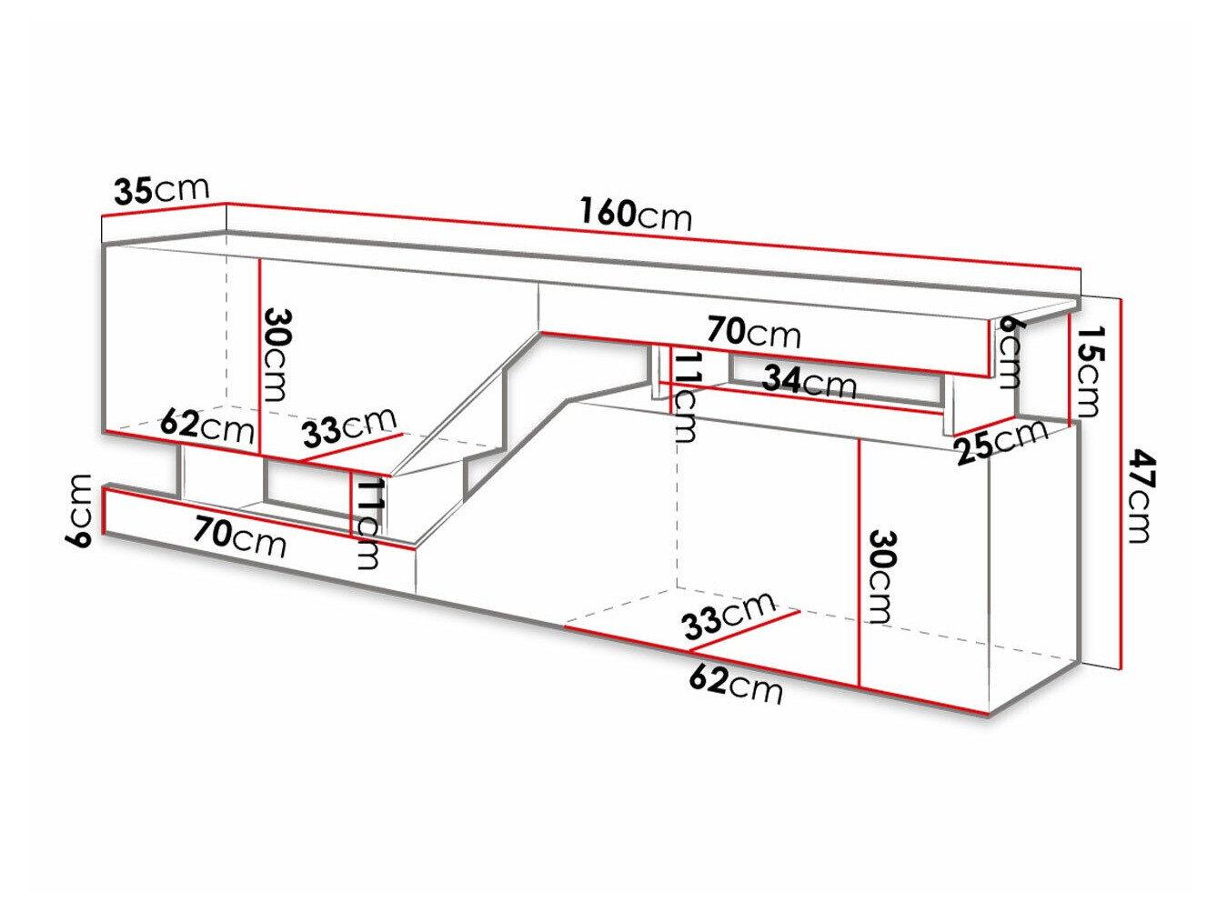 TV-bord Comfivo Daldune (Antracit + Wotan eg)