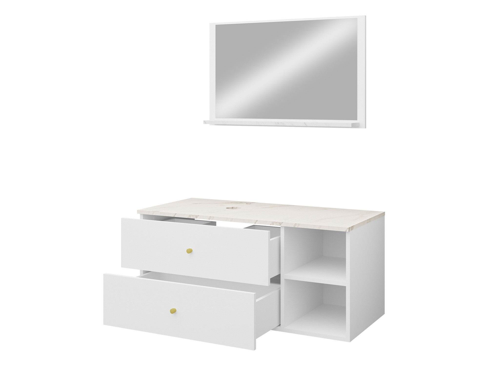 Badeværelsessæt Ophruvi 100 (Sort + Sort marmor)