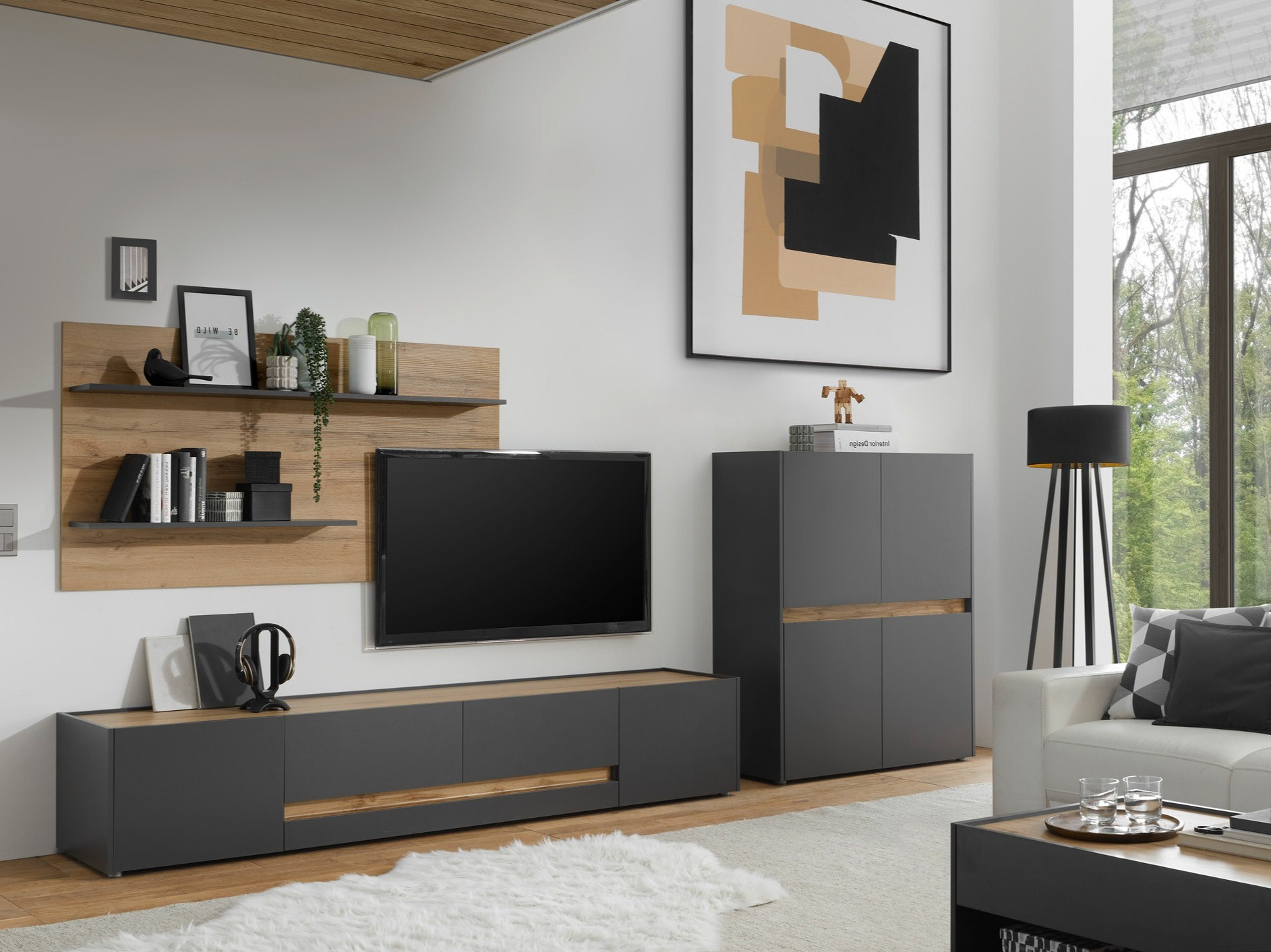 Stuemøbelsæt Elbsori 127 (Antracit + Wotan eg)