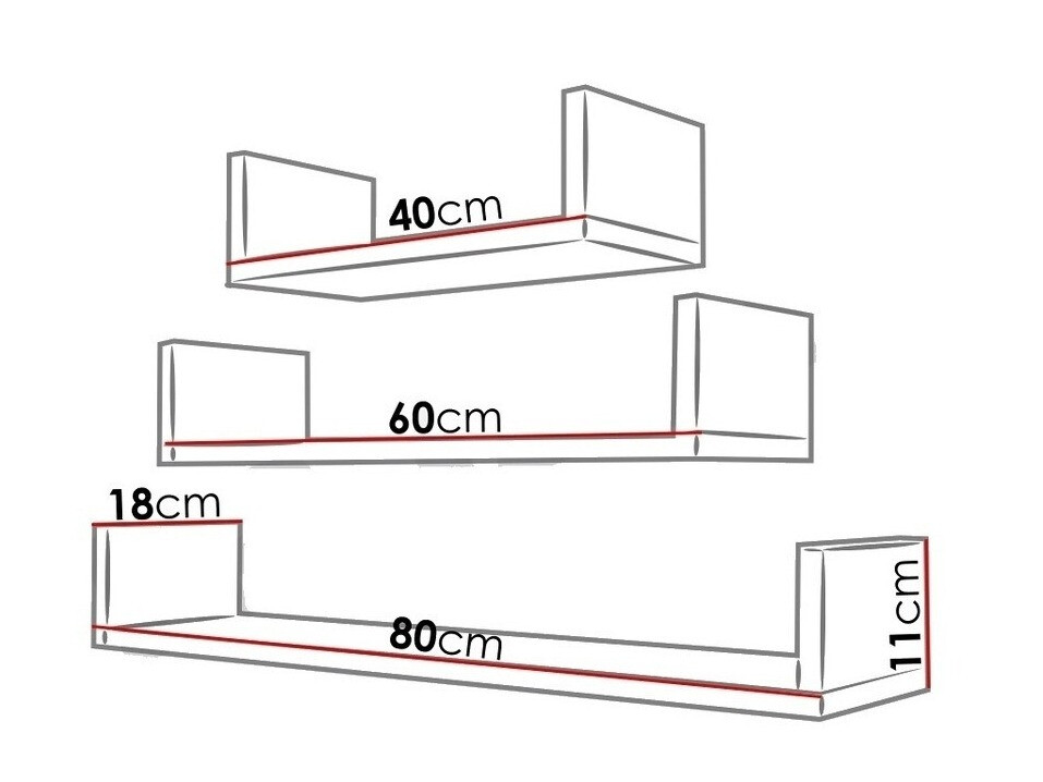 Sæt med vægmonterede reoler Sarasota 105 (Hvid)