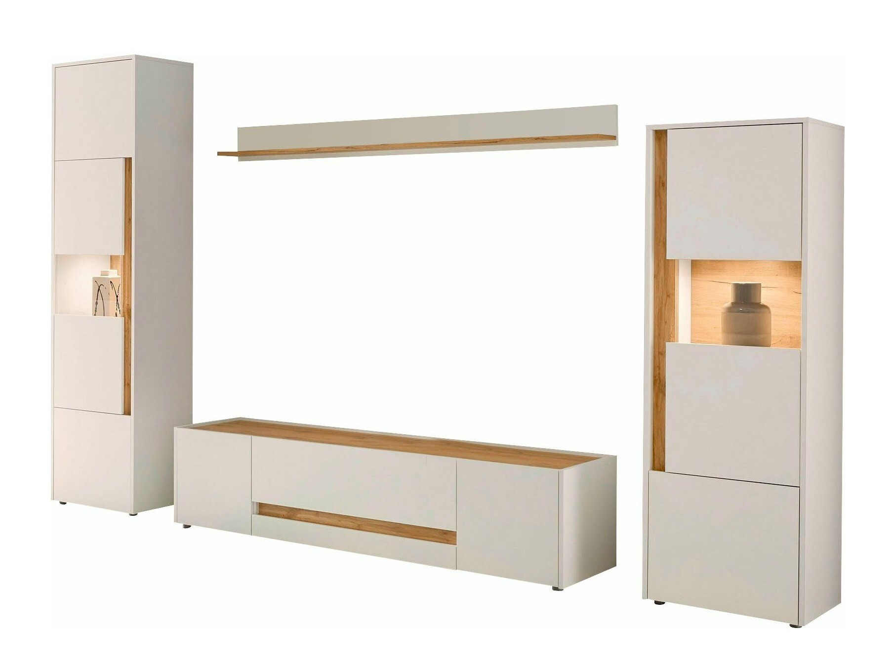 Stuemøbelsæt Elbsori 130 (Hvid + Wotan eg)