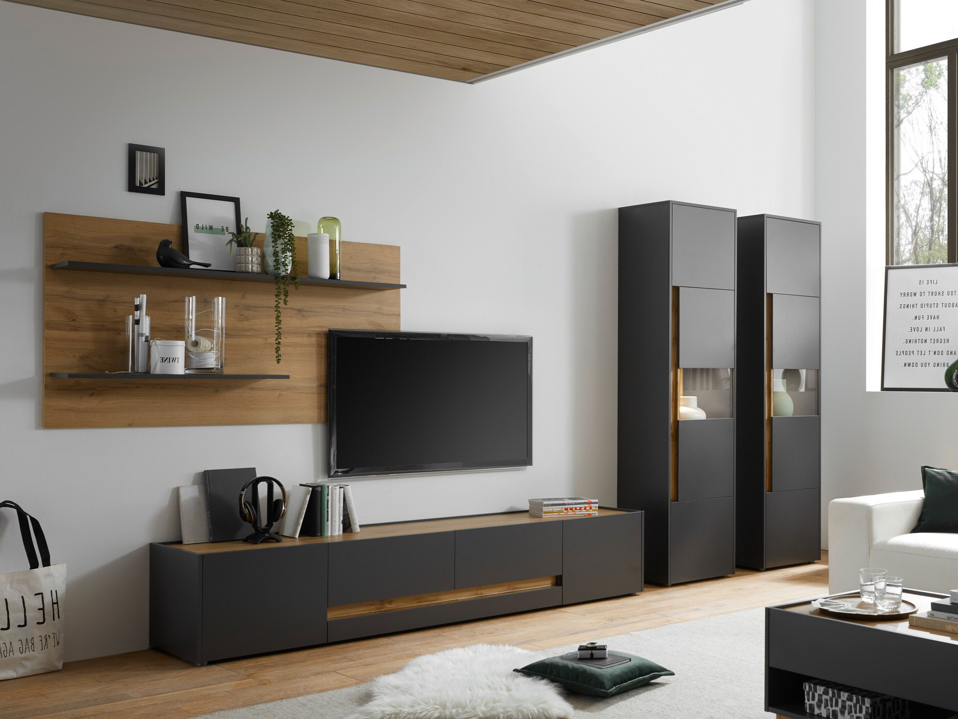 Stuemøbelsæt Elbsori 132 (Antracit + Wotan eg)