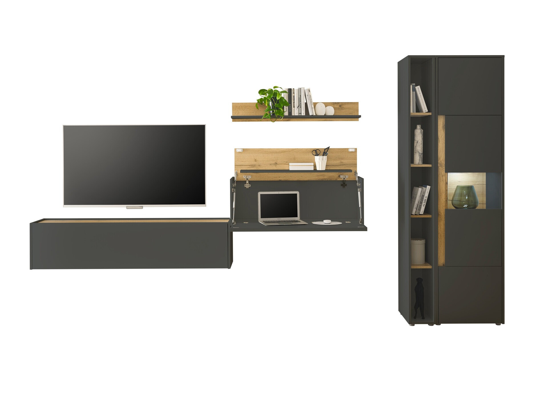 Stuemøbelsæt Elbsori 133 (Antracit + Wotan eg)
