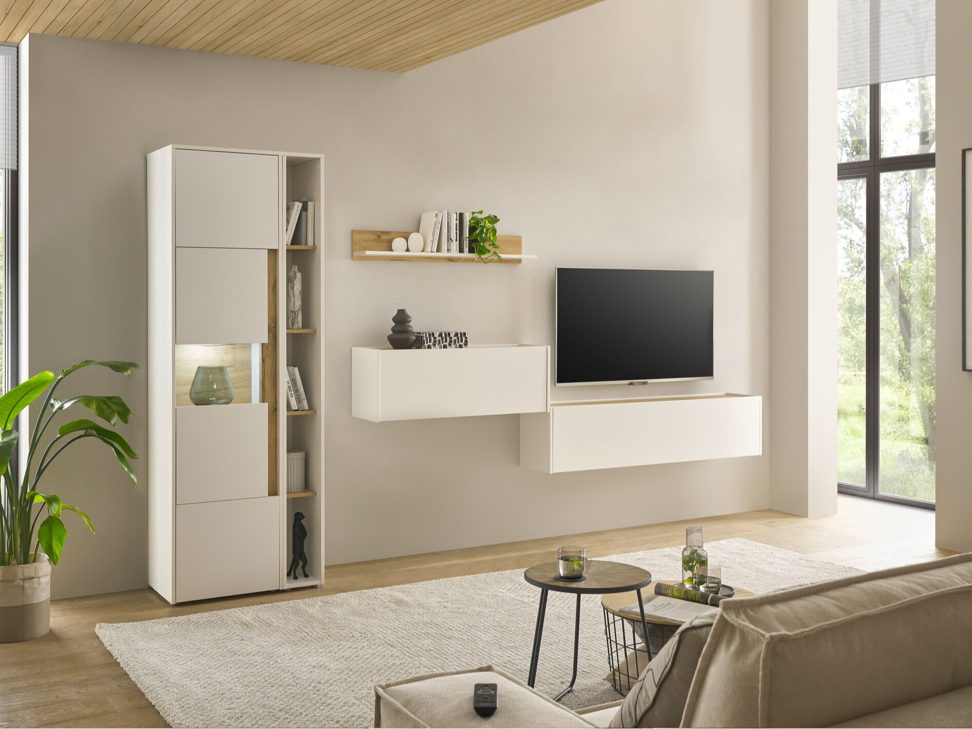 Stuemøbelsæt Elbsori 133 (Hvid + Wotan eg)