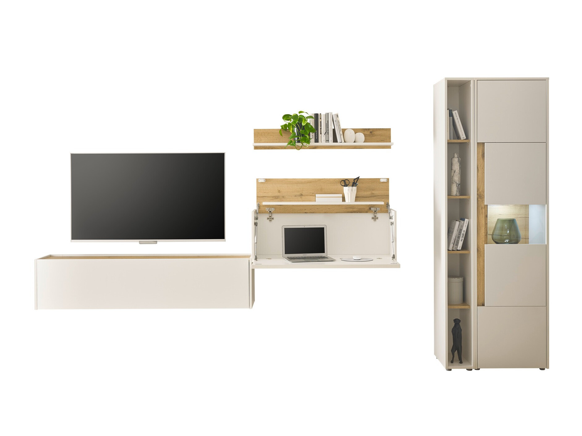 Stuemøbelsæt Elbsori 133 (Hvid + Wotan eg)