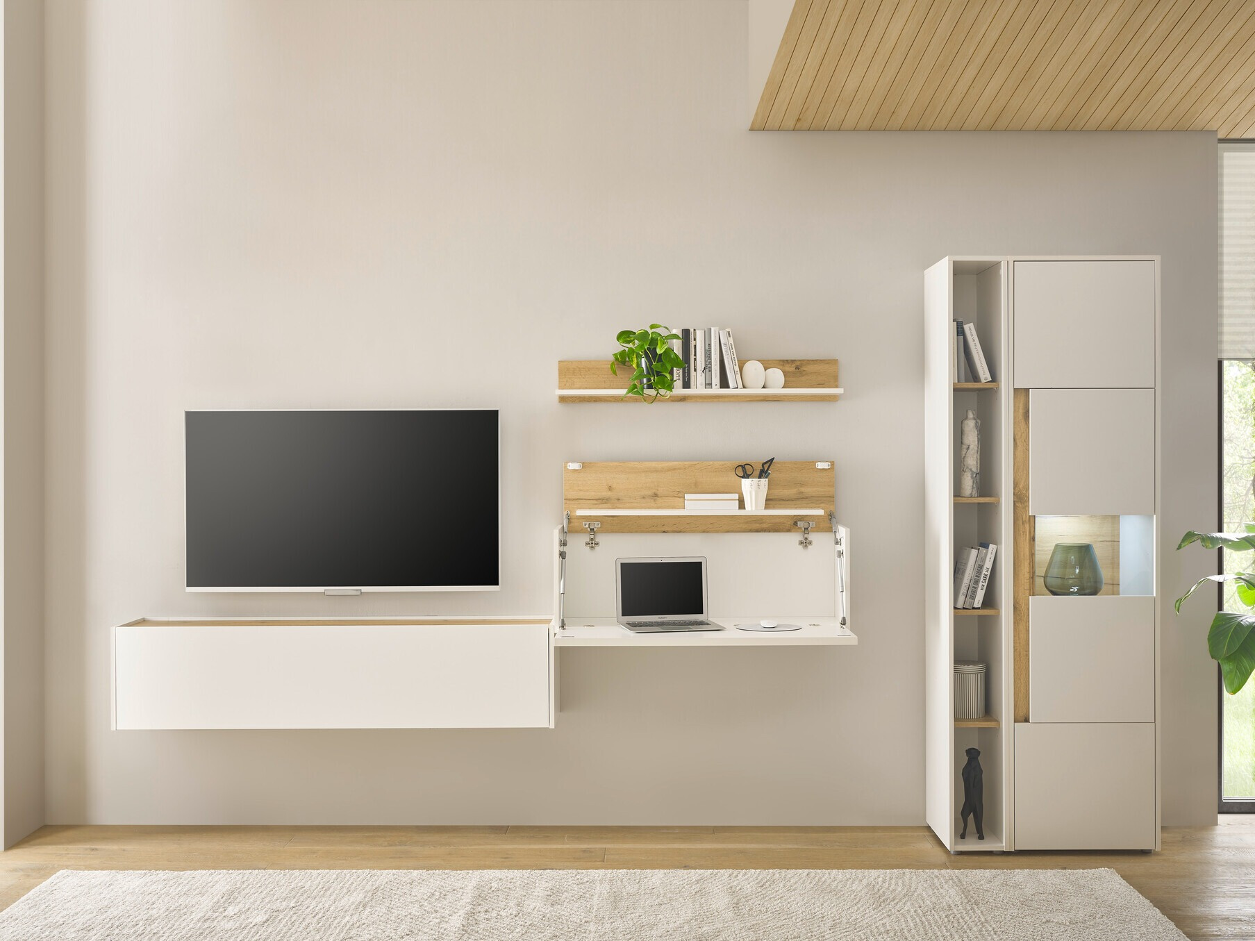 Stuemøbelsæt Elbsori 133 (Hvid + Wotan eg)