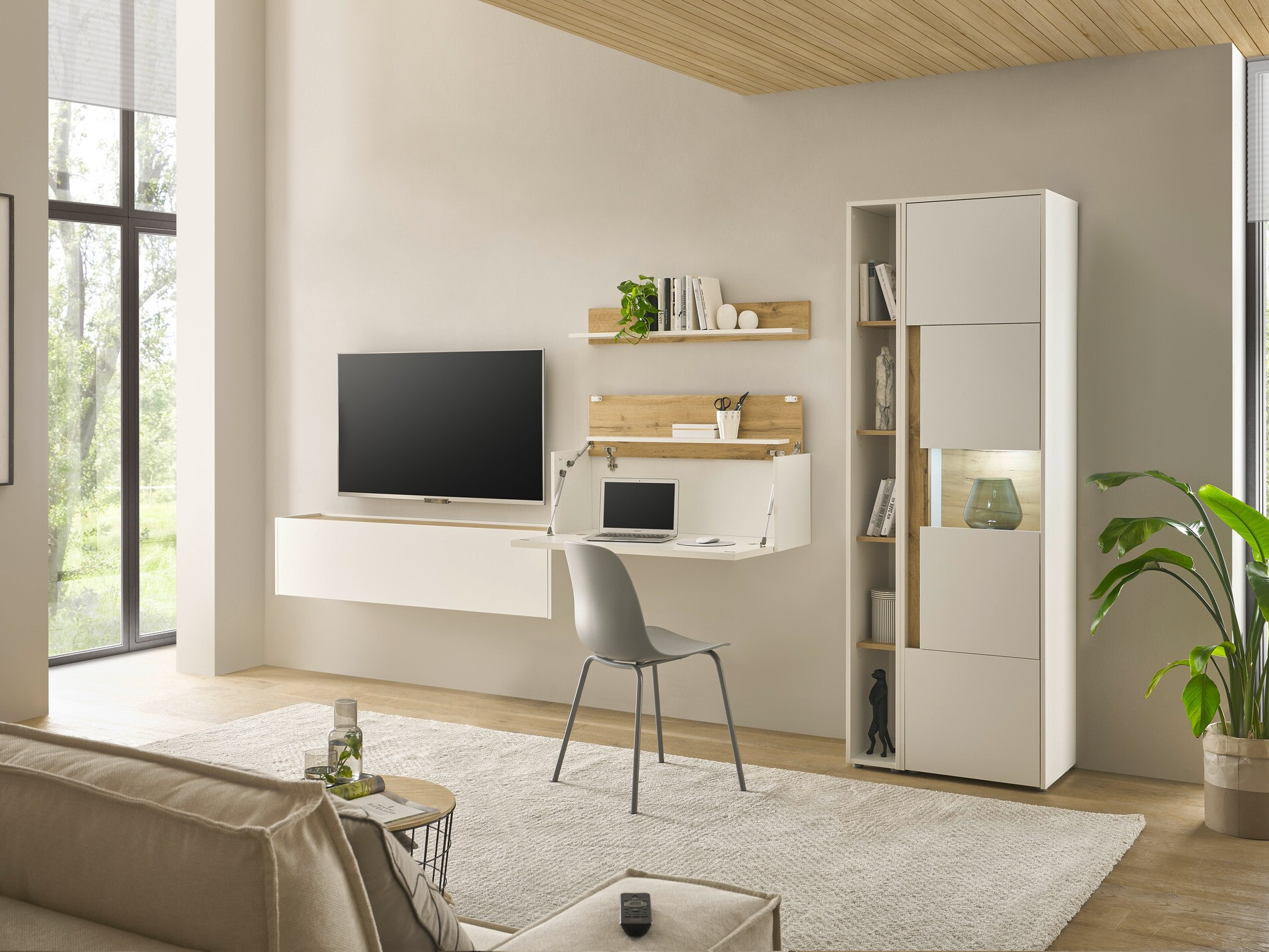 Stuemøbelsæt Elbsori 133 (Hvid + Wotan eg)