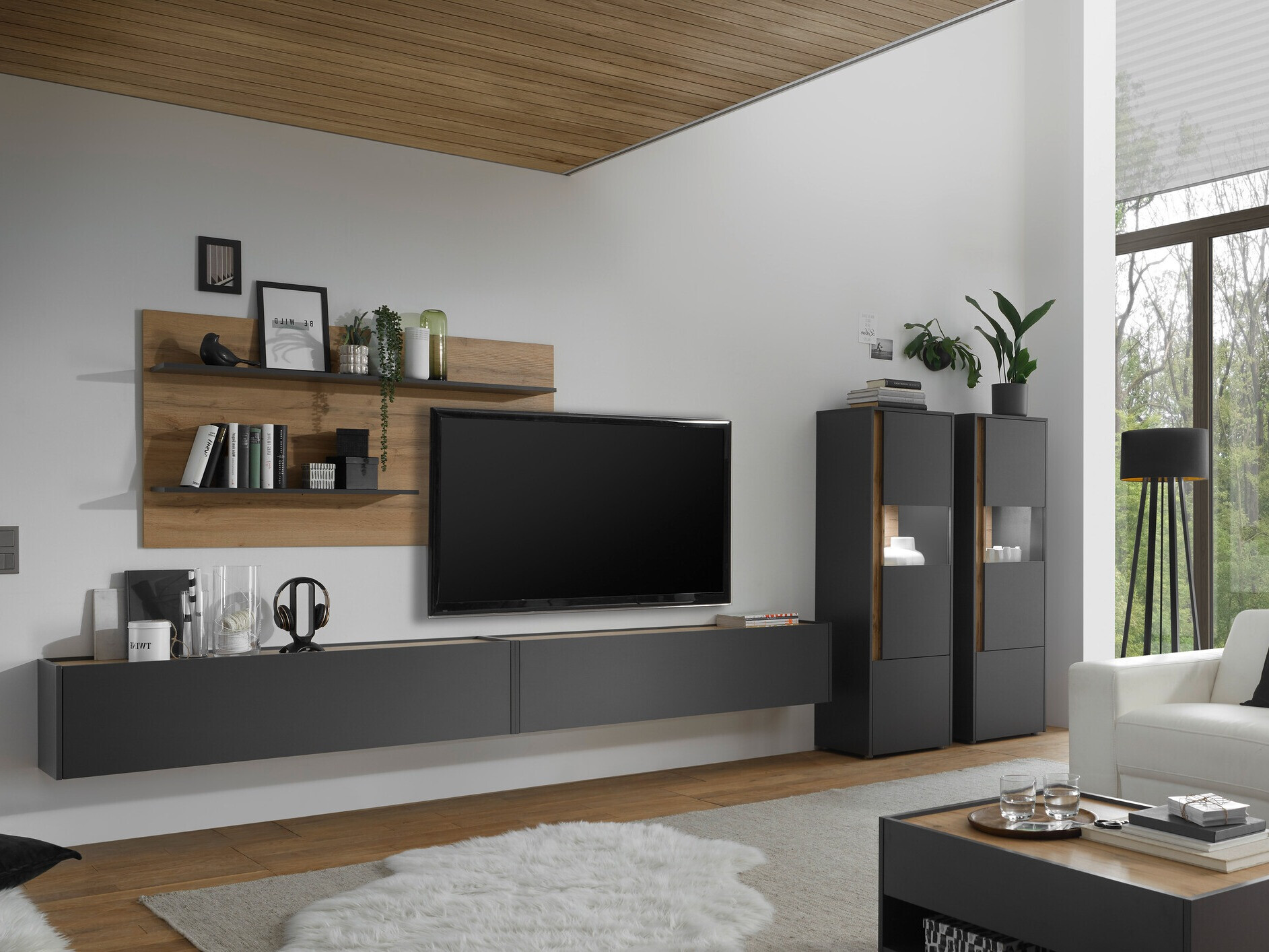 Stuemøbelsæt Elbsori 135 (Antracit + Wotan eg)