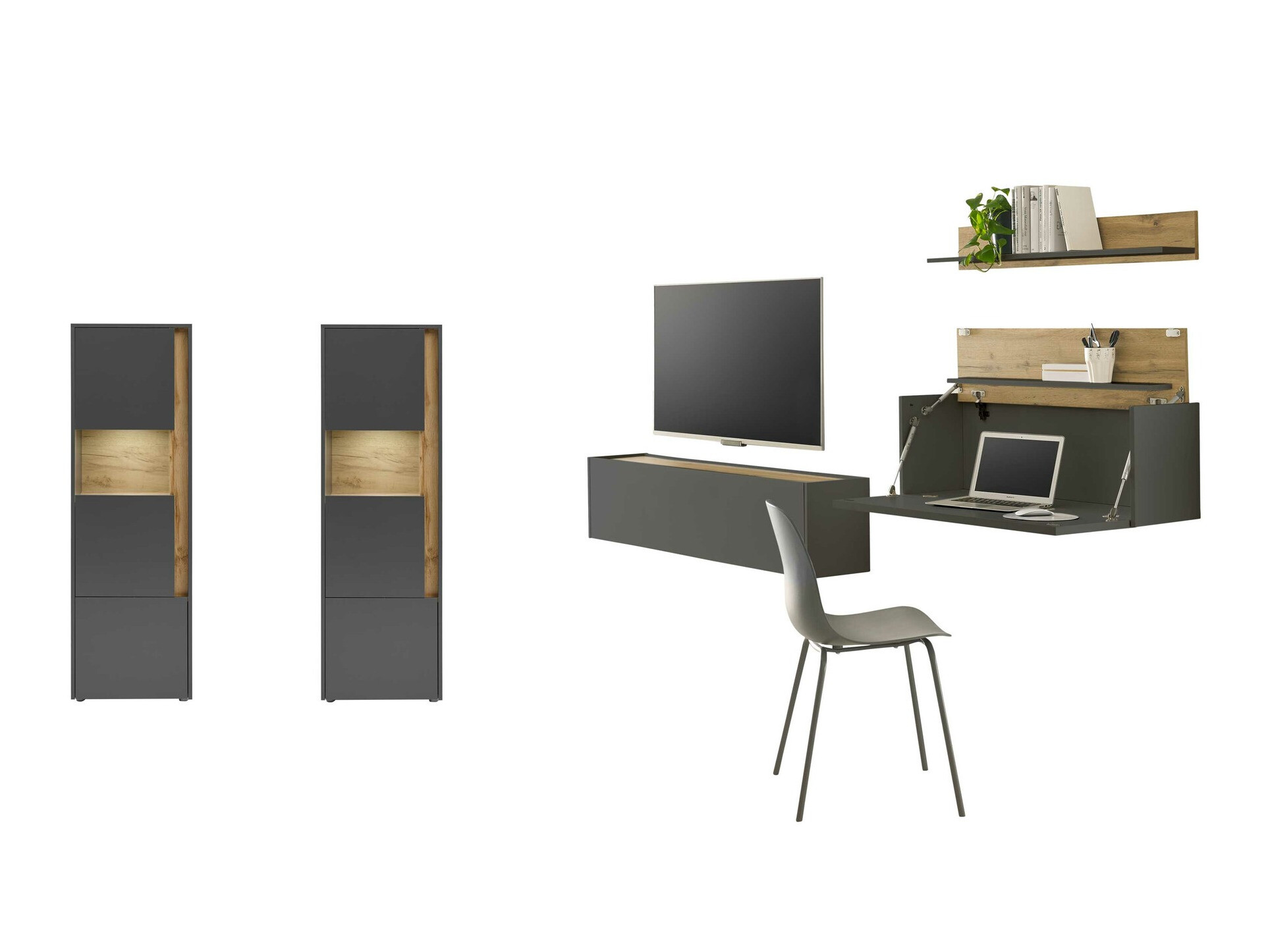 Stuemøbelsæt Elbsori 136 (Antracit + Wotan eg)