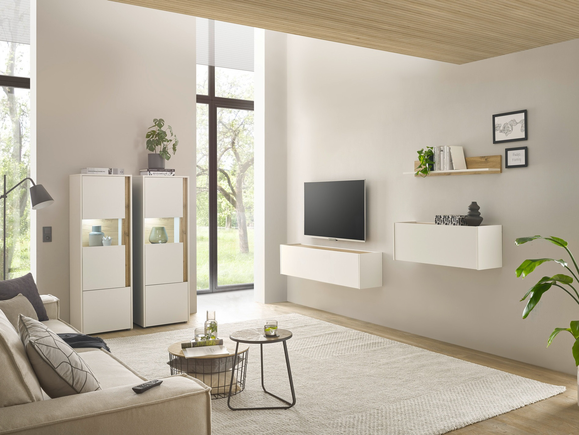 Stuemøbelsæt Elbsori 136 (Hvid + Wotan eg)