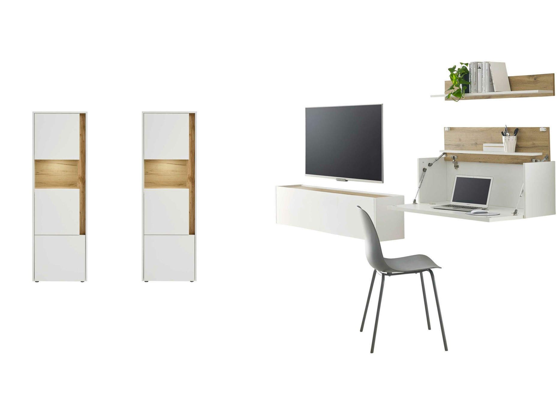 Stuemøbelsæt Elbsori 136 (Hvid + Wotan eg)