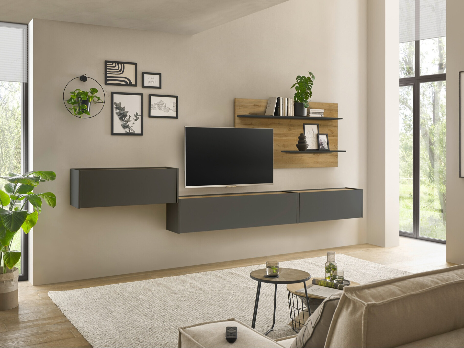 Stuemøbelsæt Elbsori 137 (Antracit + Wotan eg)