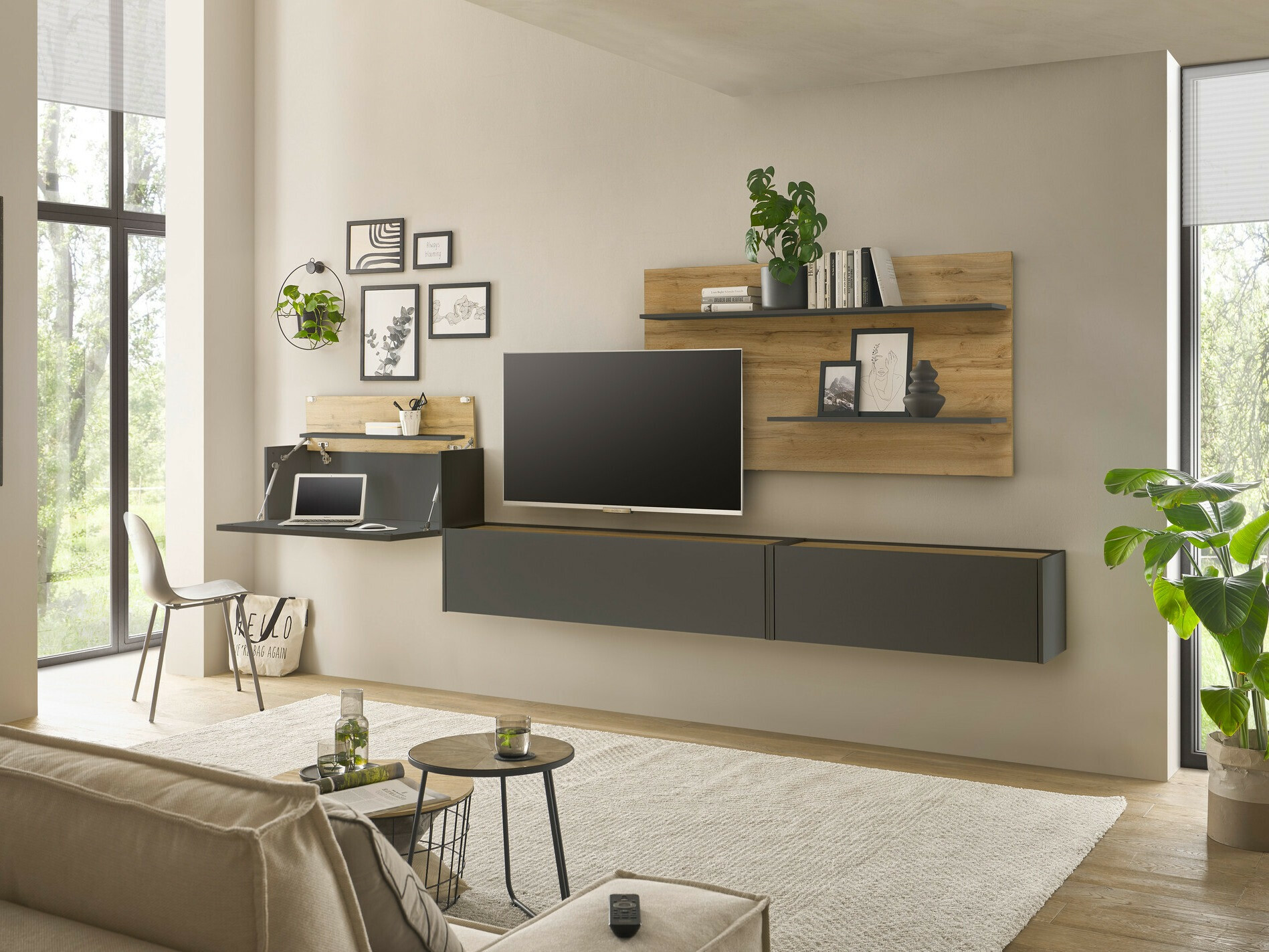 Stuemøbelsæt Elbsori 137 (Antracit + Wotan eg)