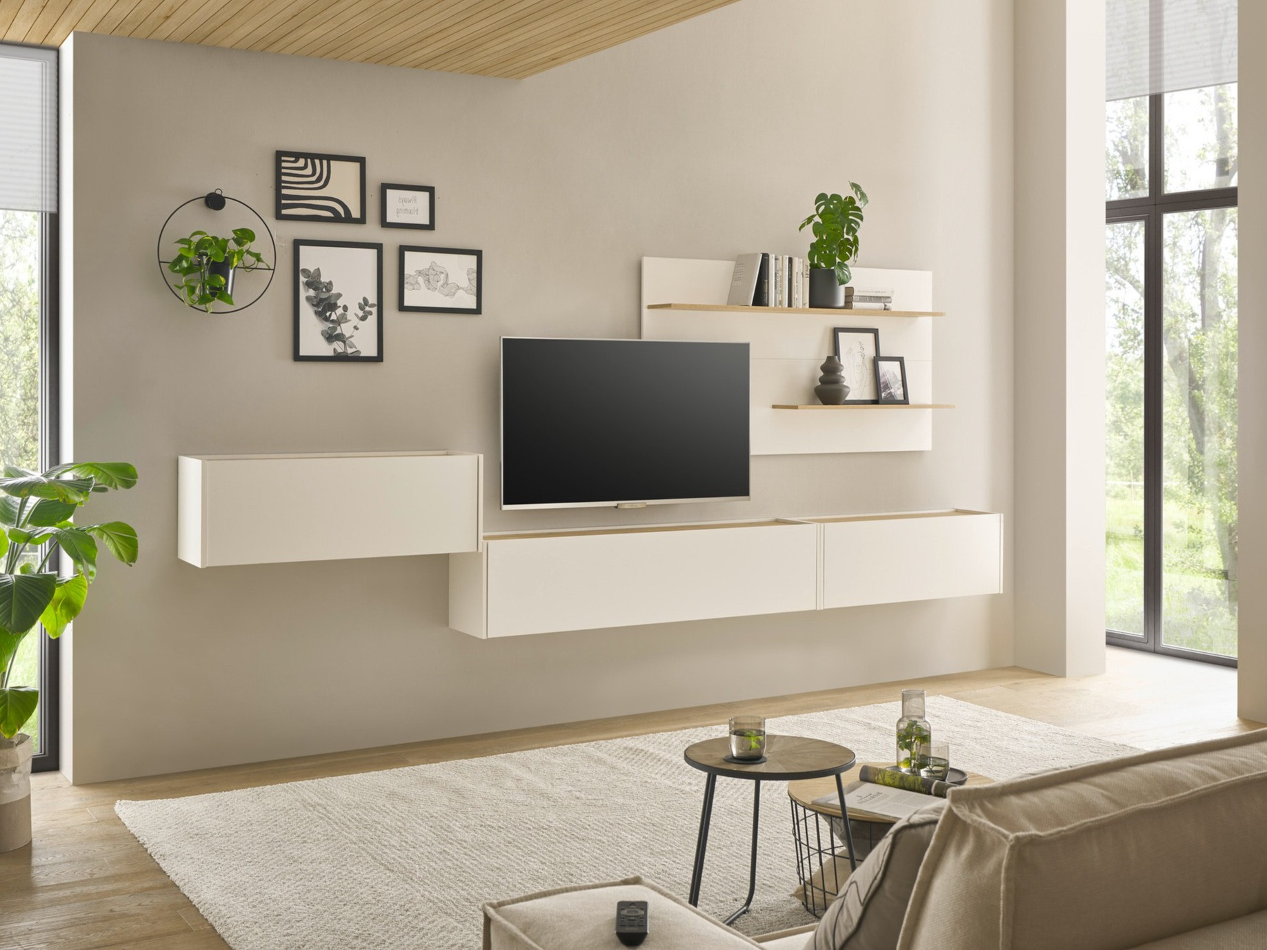 Stuemøbelsæt Elbsori 137 (Hvid + Wotan eg)