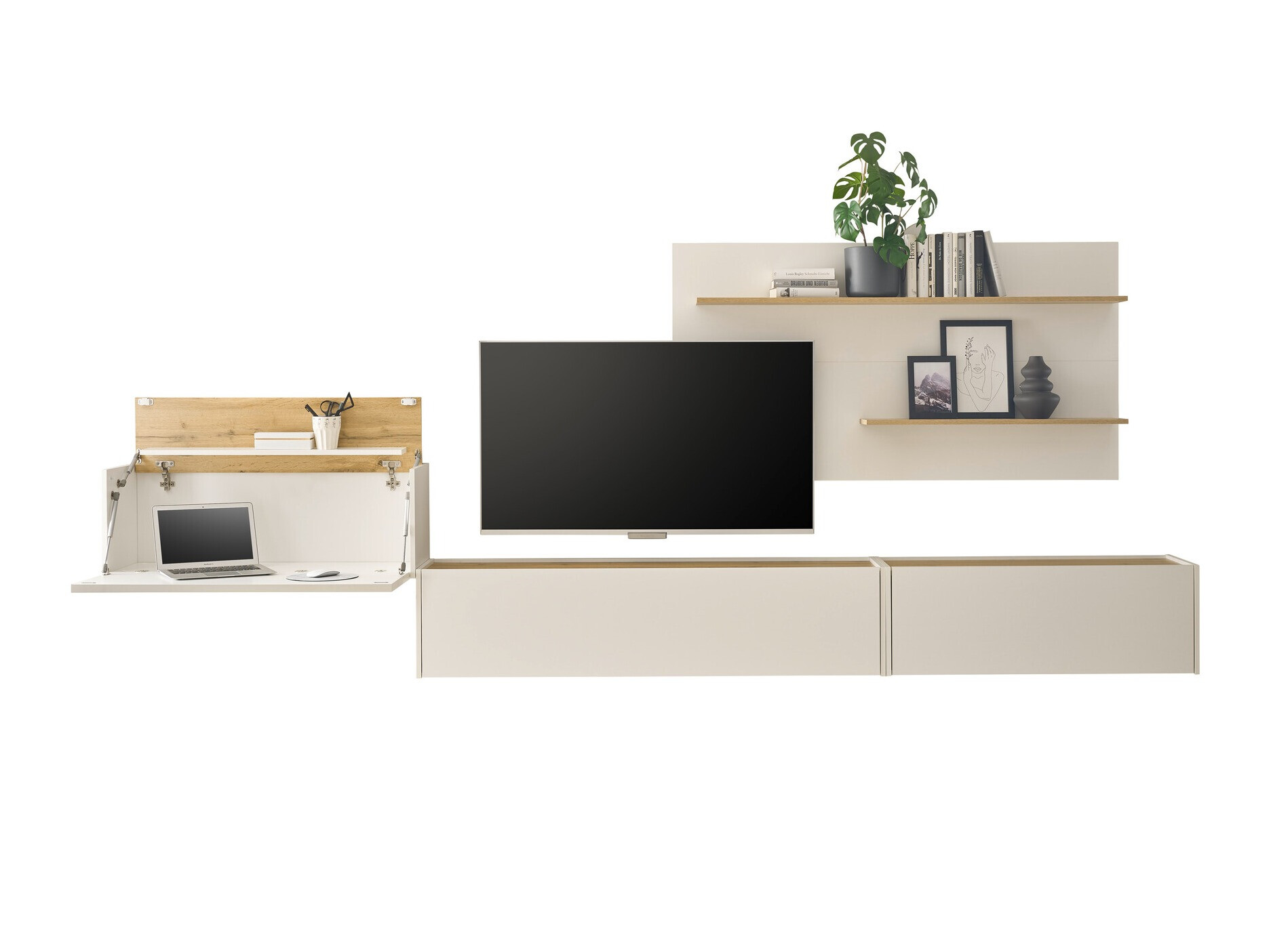 Stuemøbelsæt Elbsori 137 (Hvid + Wotan eg)