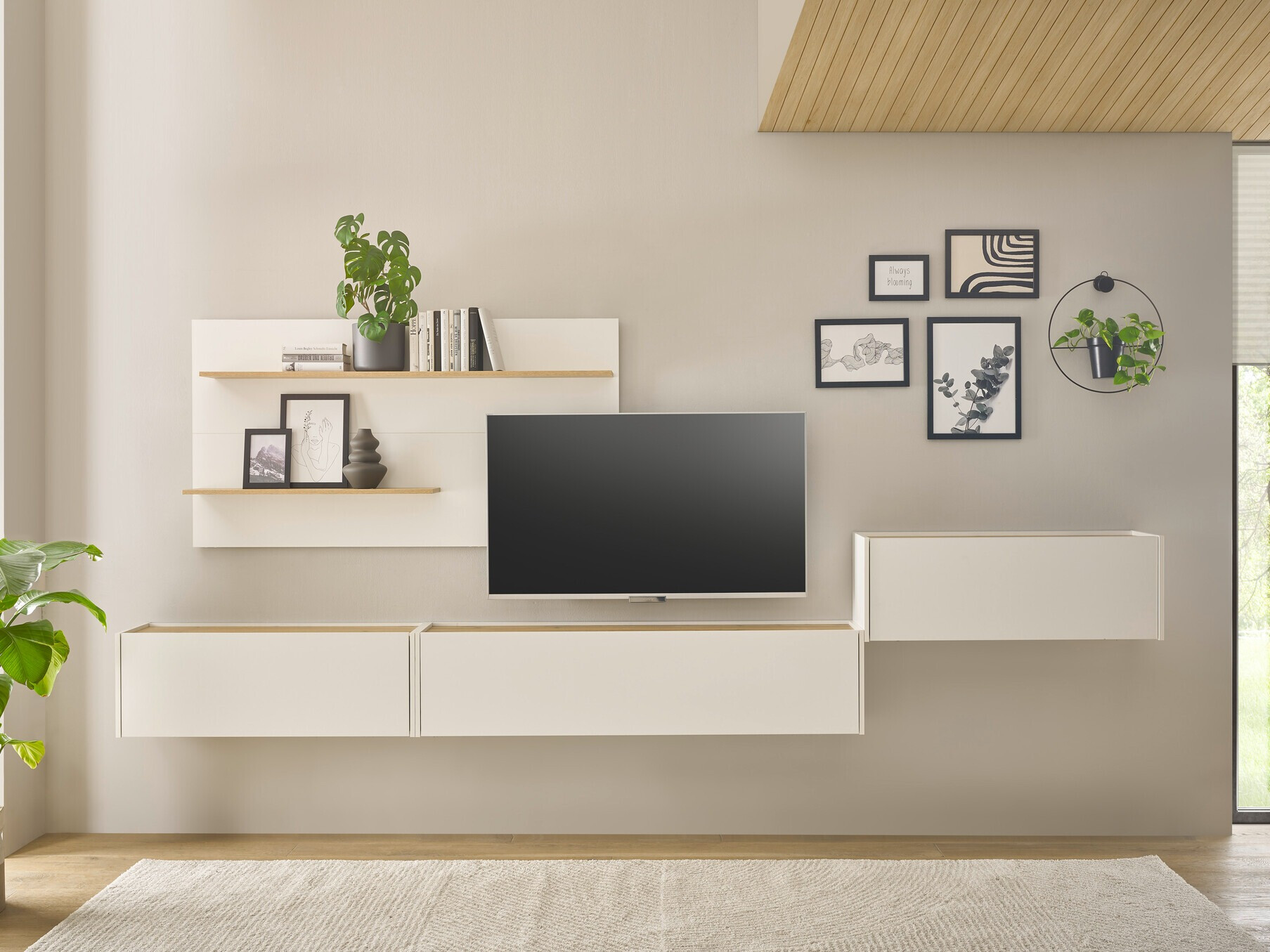 Stuemøbelsæt Elbsori 137 (Hvid + Wotan eg)