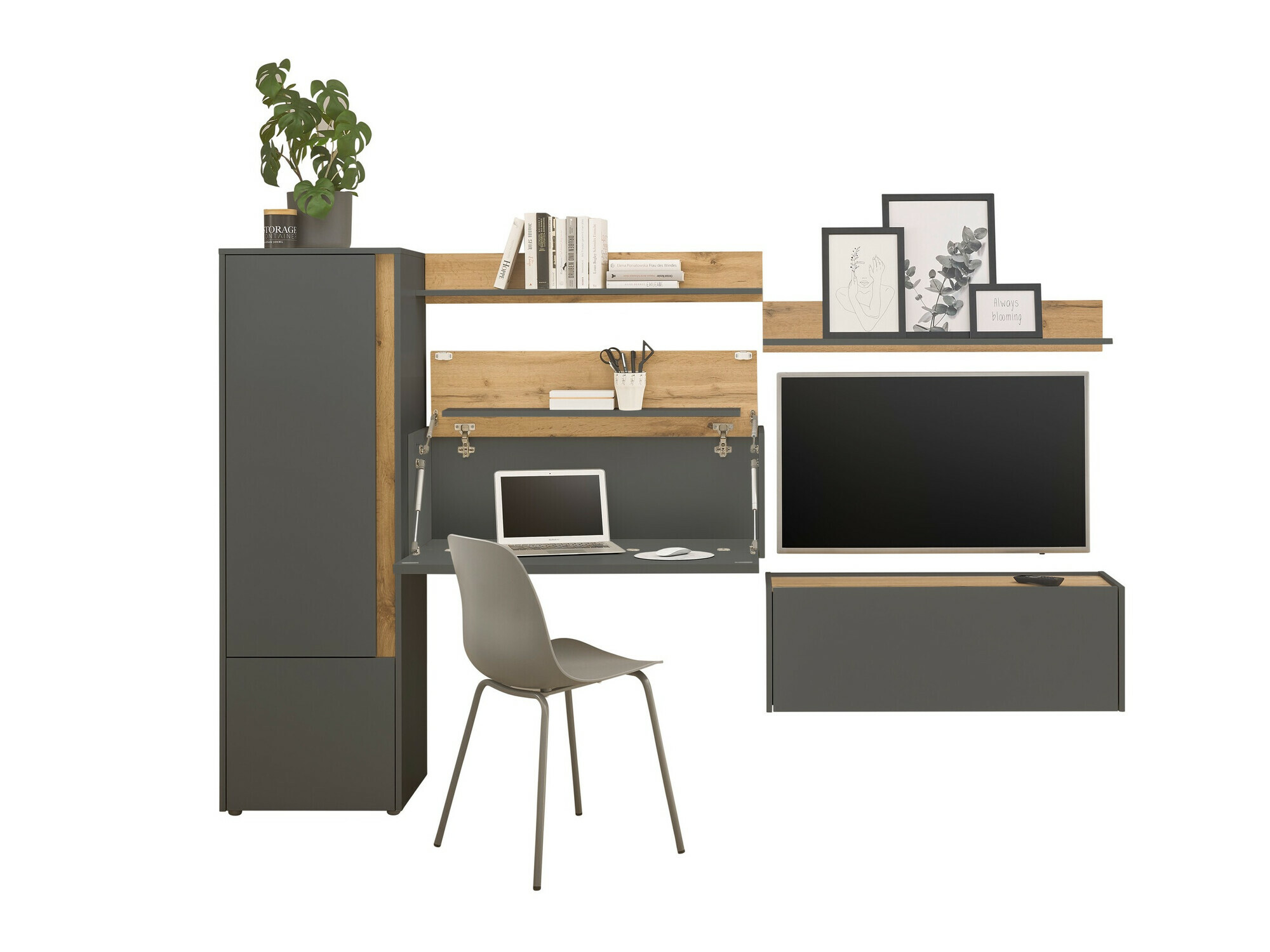 Stuemøbelsæt Elbsori 138 (Antracit + Wotan eg)