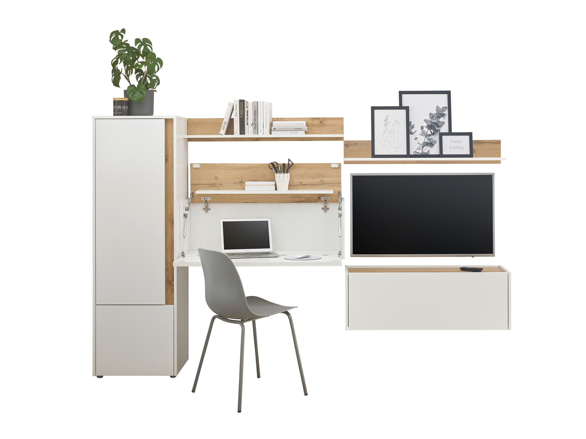 Stuemøbelsæt Elbsori 138 (Hvid + Wotan eg)