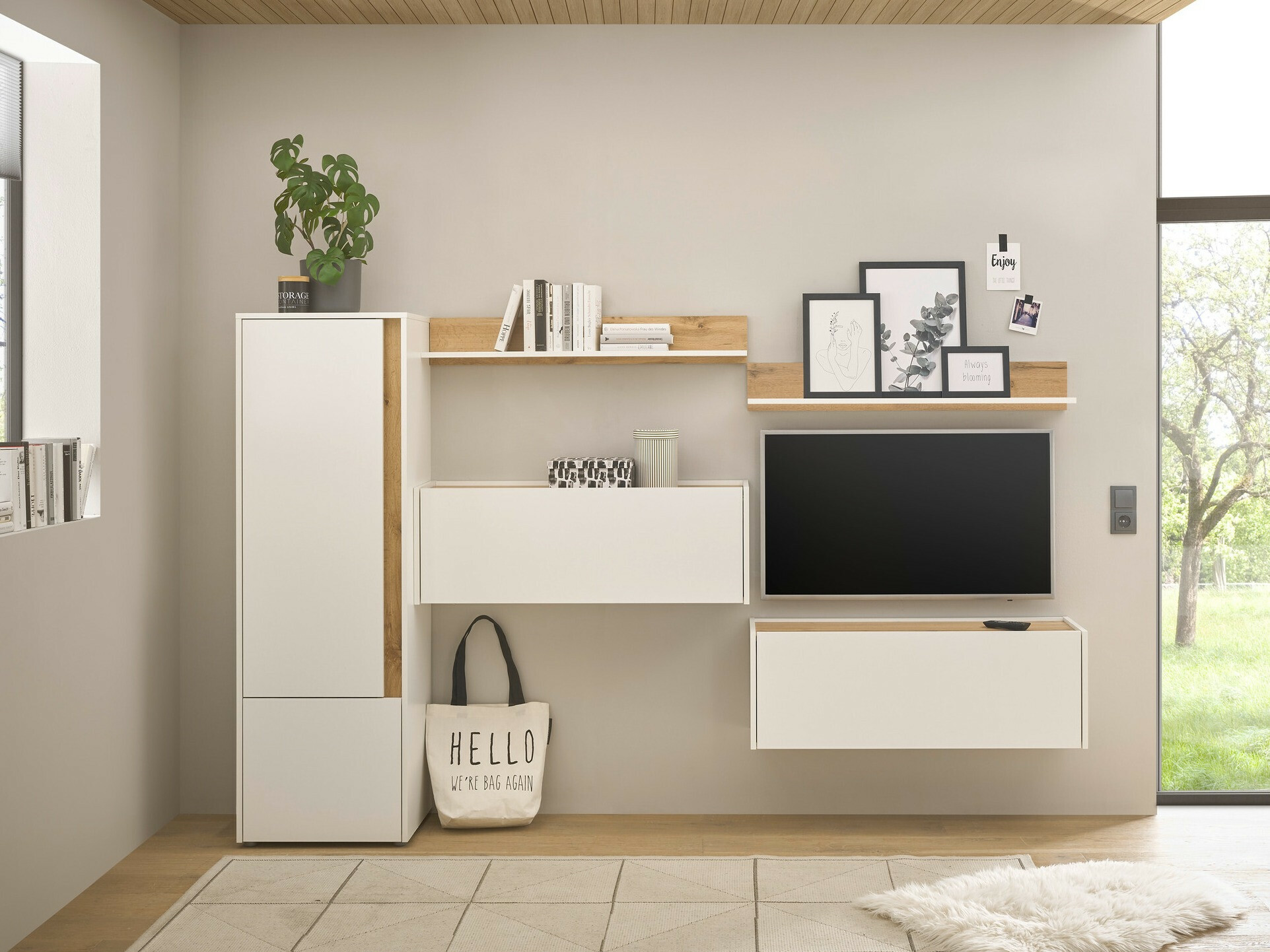 Stuemøbelsæt Elbsori 138 (Hvid + Wotan eg)