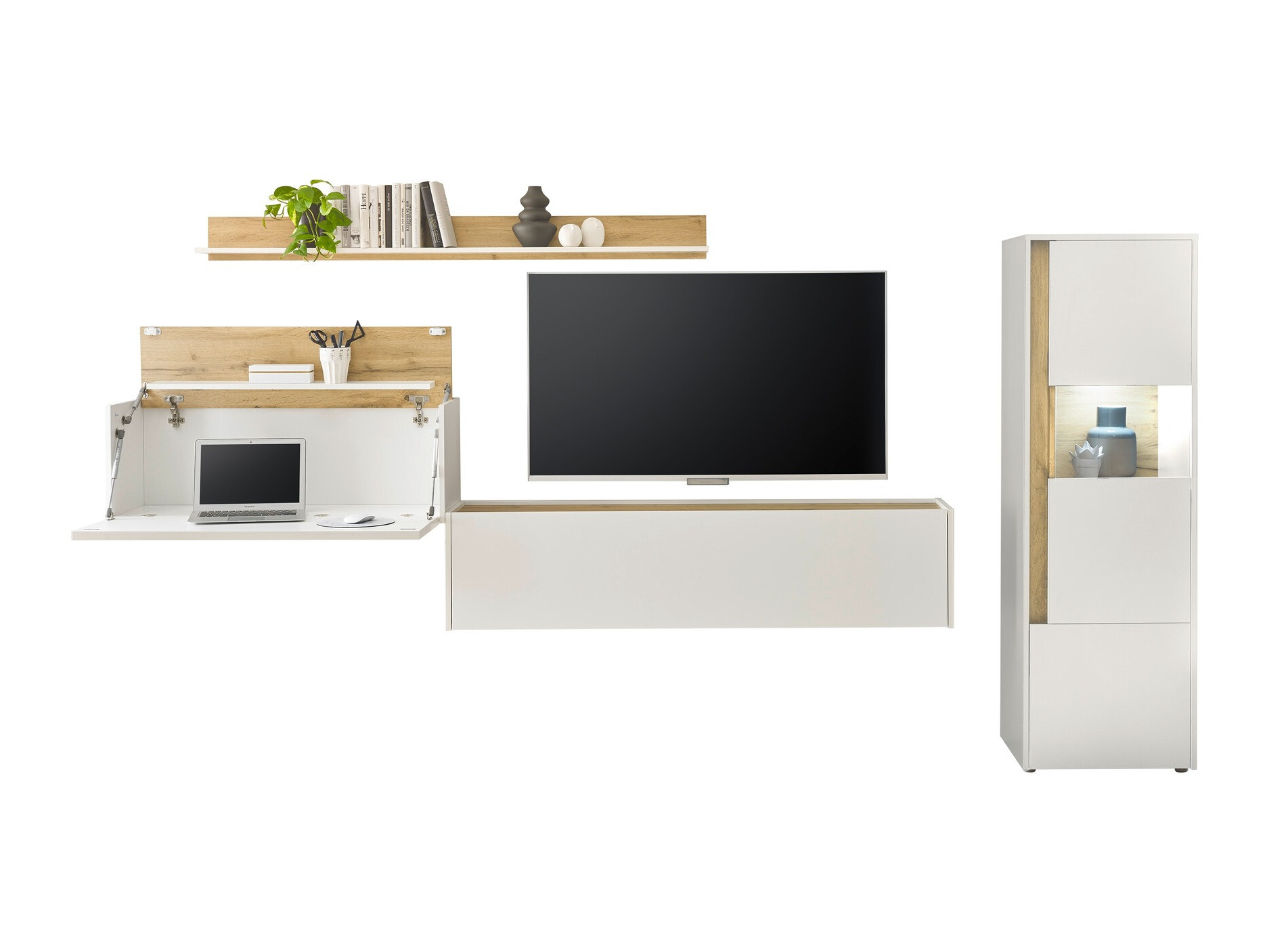 Stuemøbelsæt Elbsori 141 (Hvid + Wotan eg)