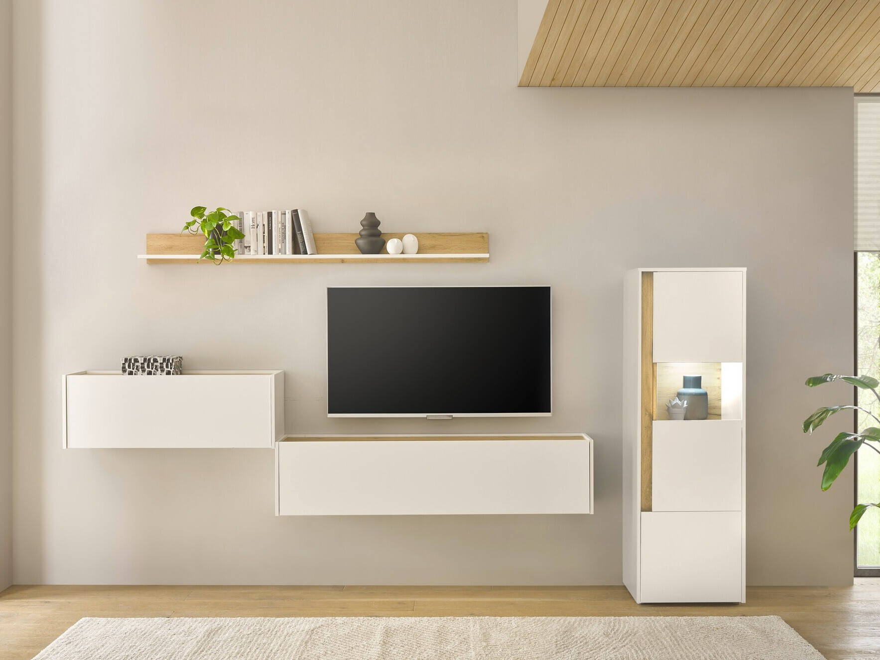 Stuemøbelsæt Elbsori 141 (Hvid + Wotan eg)