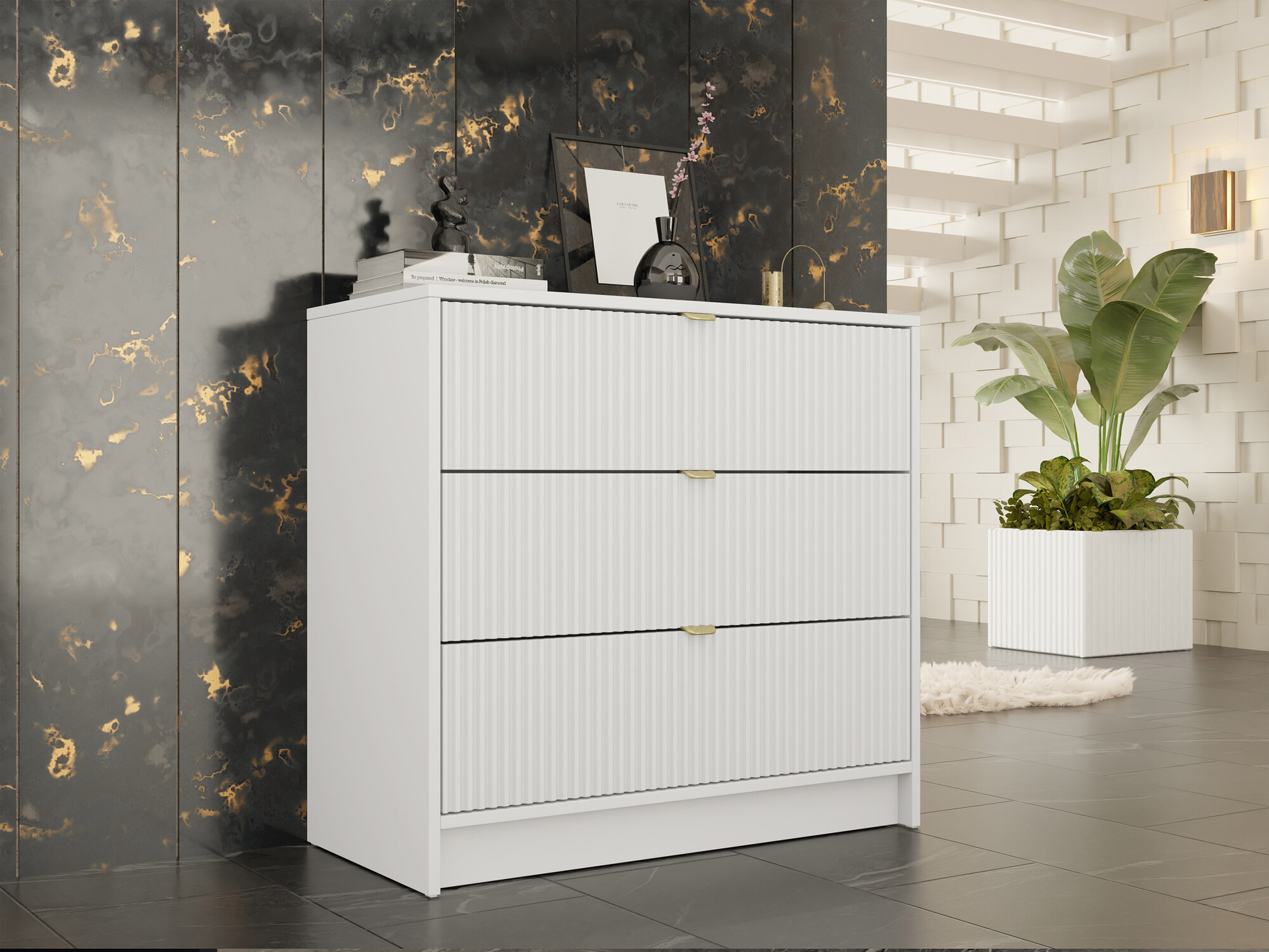 Kommode Comfivo Papilio I (Hvid)