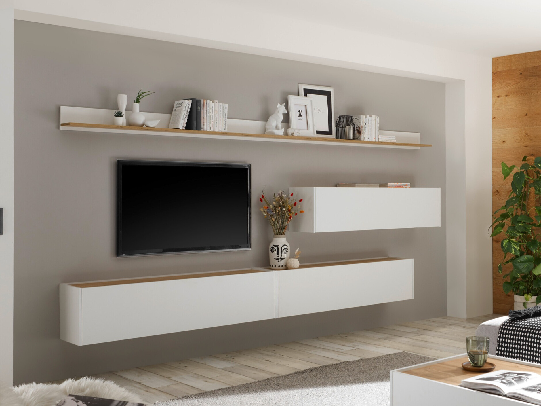 Stuemøbelsæt Elbsori 142 (Hvid + Wotan eg)