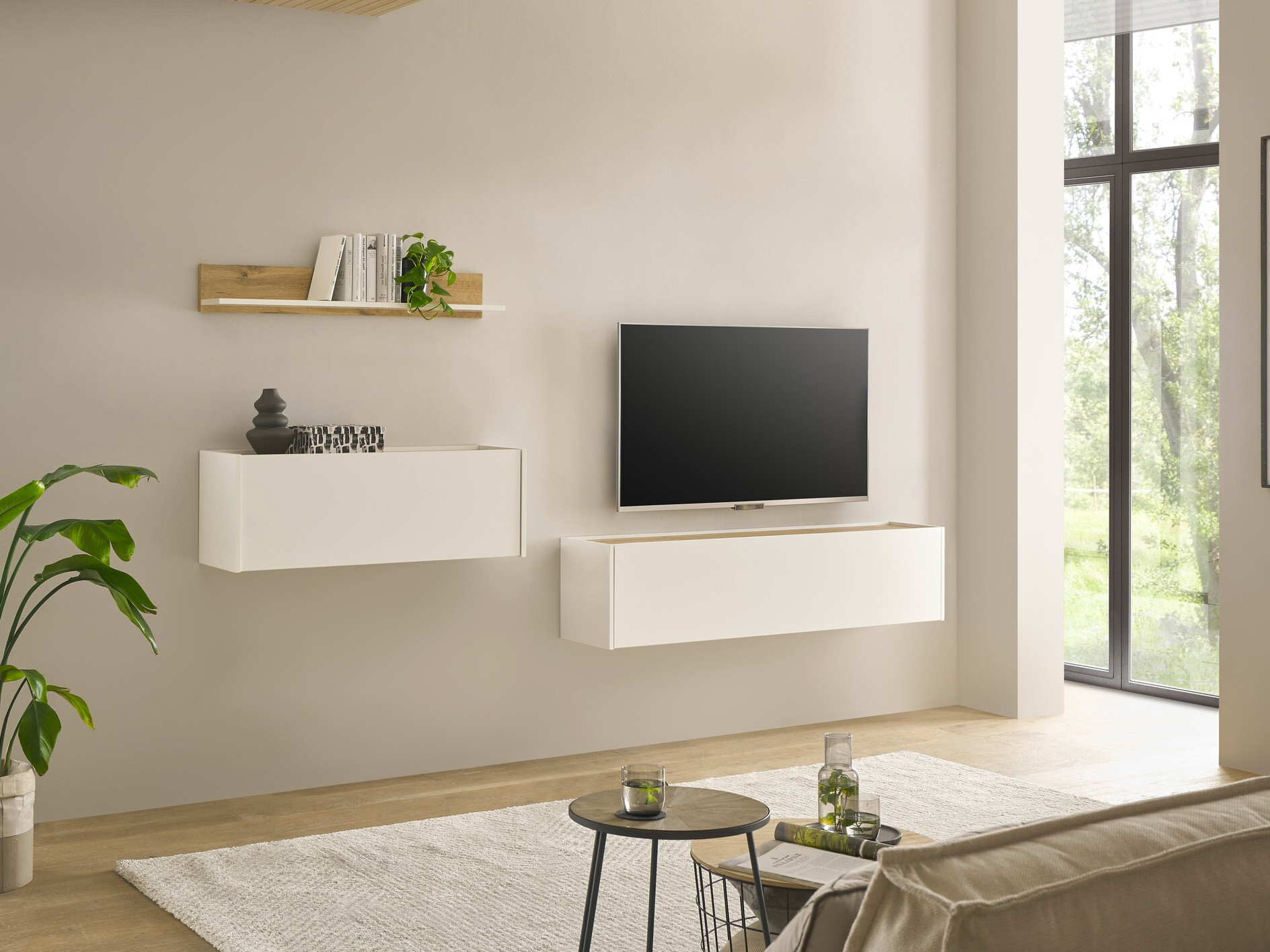 Stuemøbelsæt Elbsori 143 (Hvid + Wotan eg)