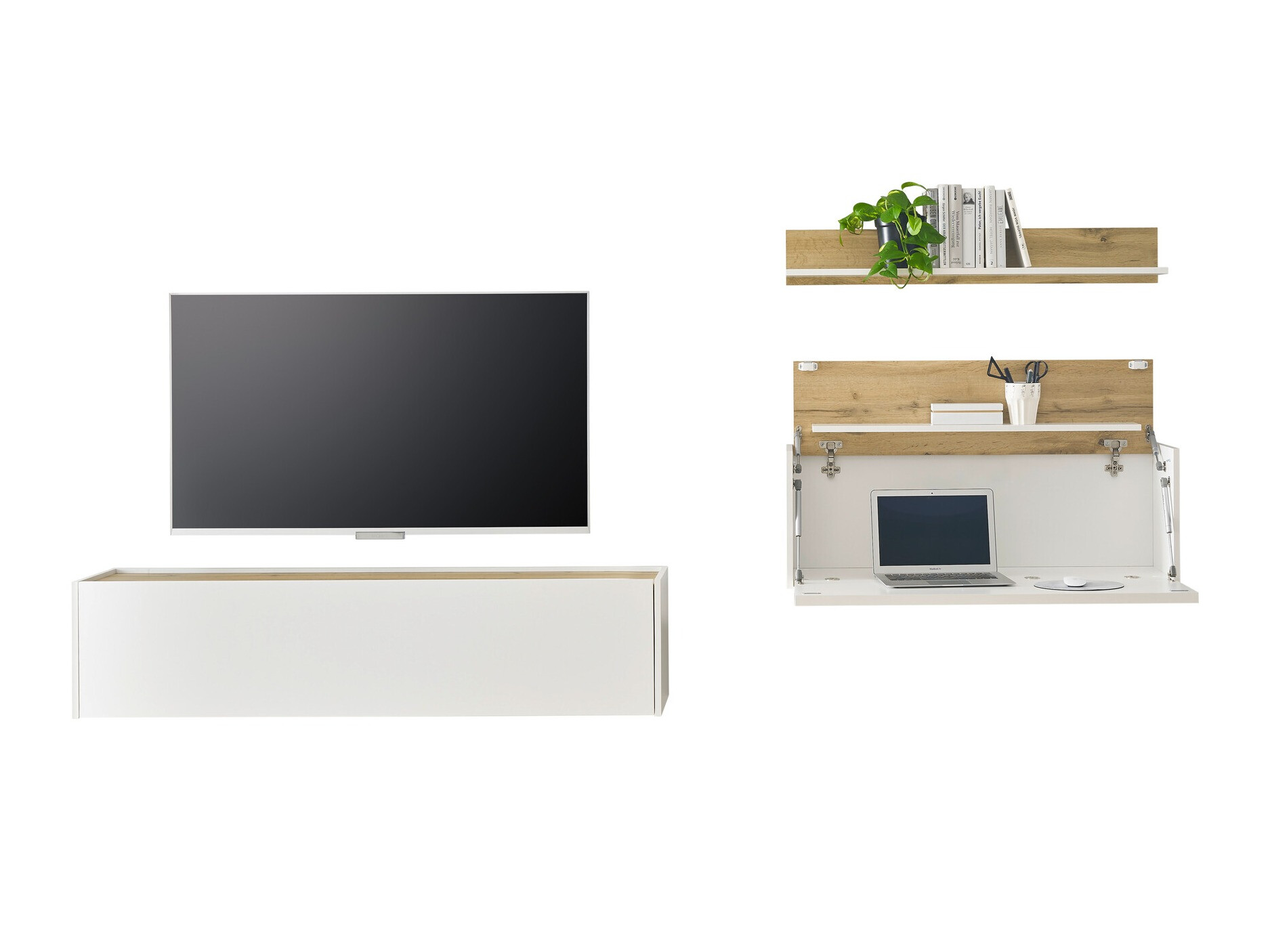 Stuemøbelsæt Elbsori 143 (Hvid + Wotan eg)