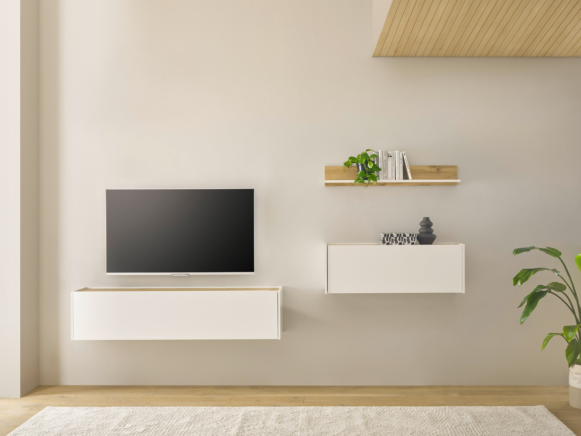 Stuemøbelsæt Elbsori 143 (Hvid + Wotan eg)