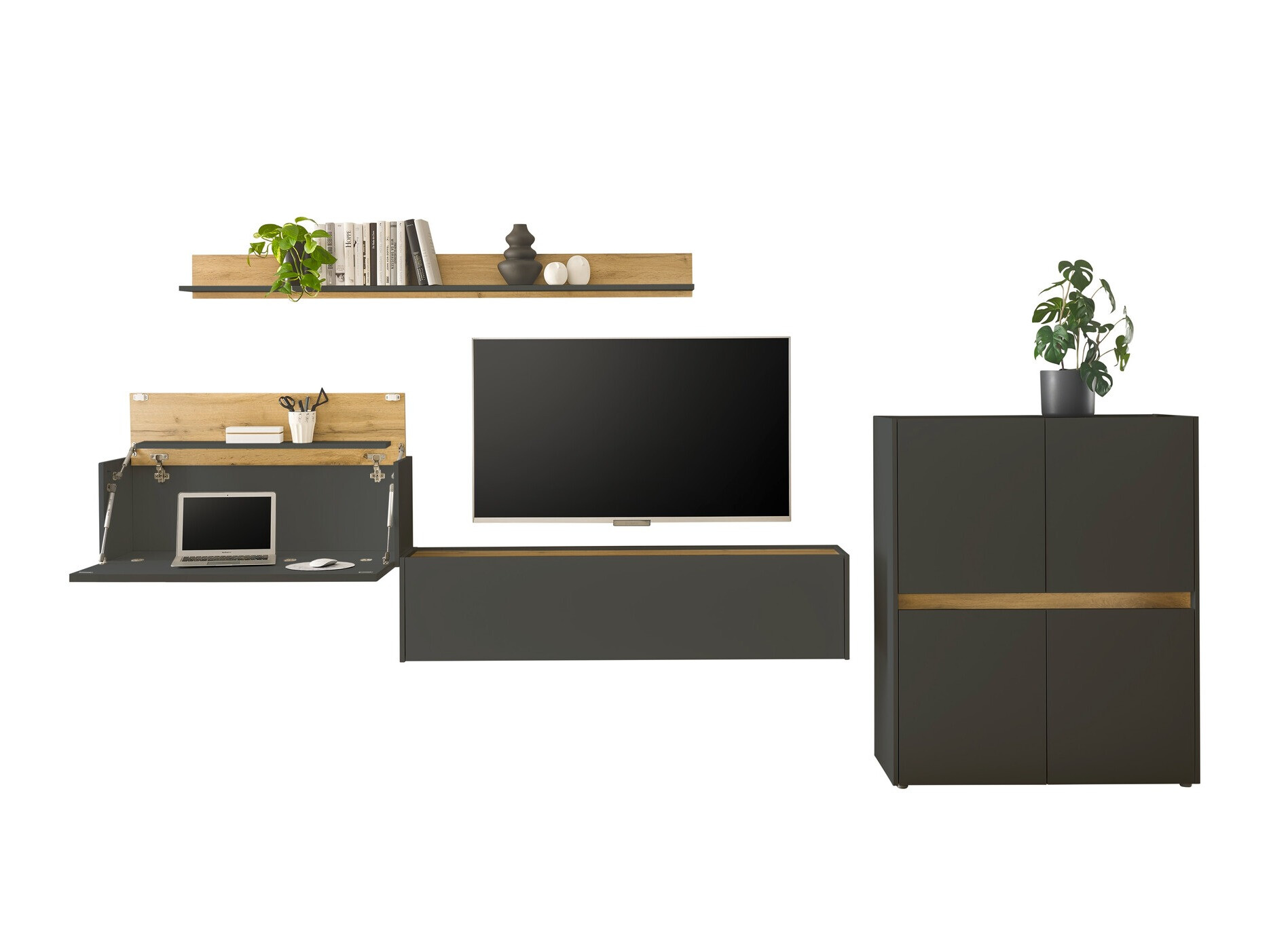 Stuemøbelsæt Elbsori 144 (Antracit + Wotan eg)