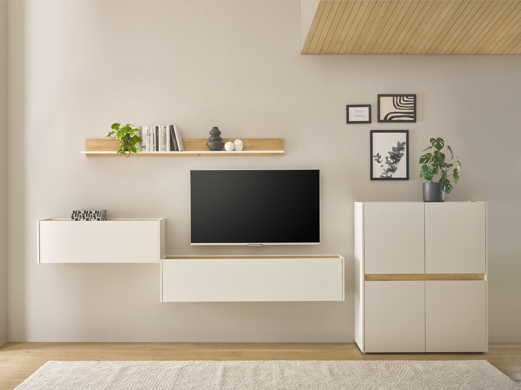 Stuemøbelsæt Elbsori 144 (Hvid + Wotan eg)