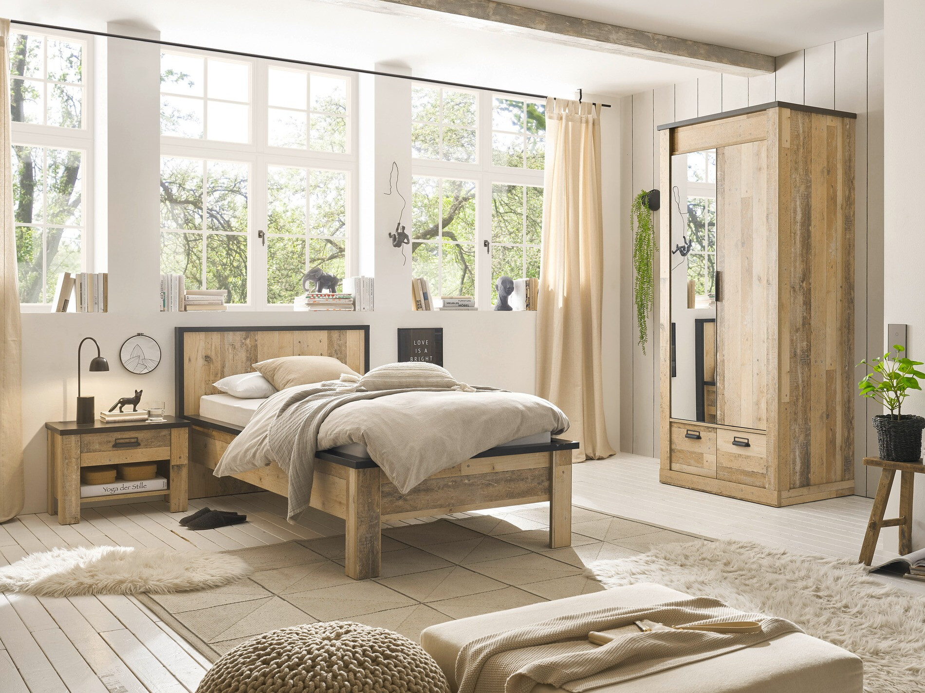 Garderobeskab Cirtale 106 (Antracit + Modnet træ)