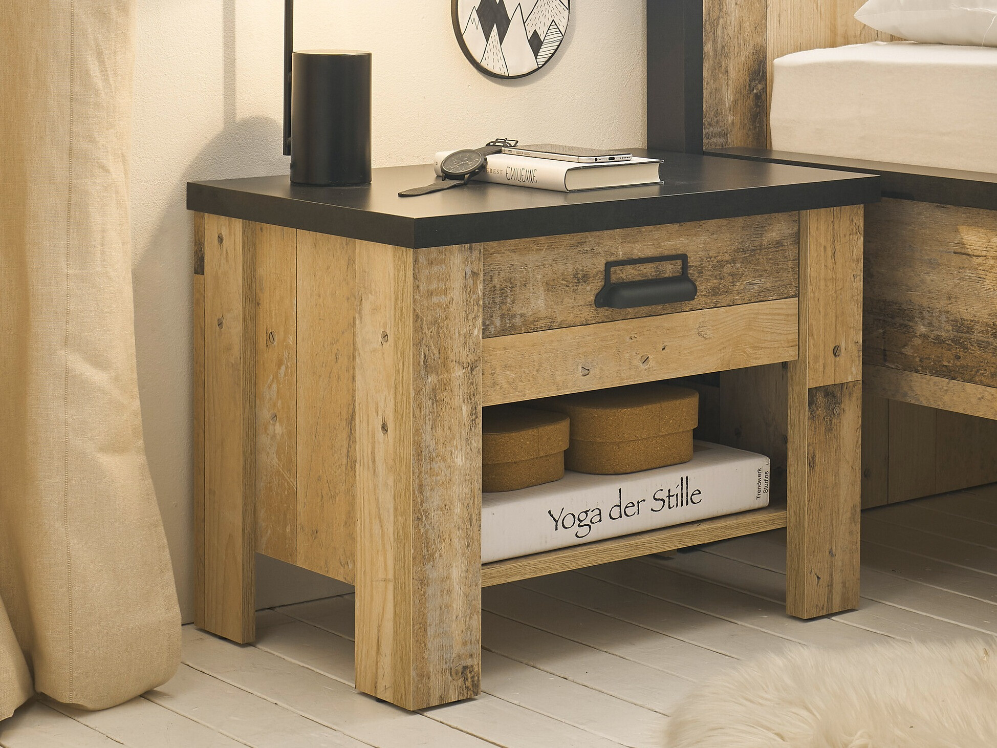 Sengebord Cirtale 104 (Modnet træ + Antracit)