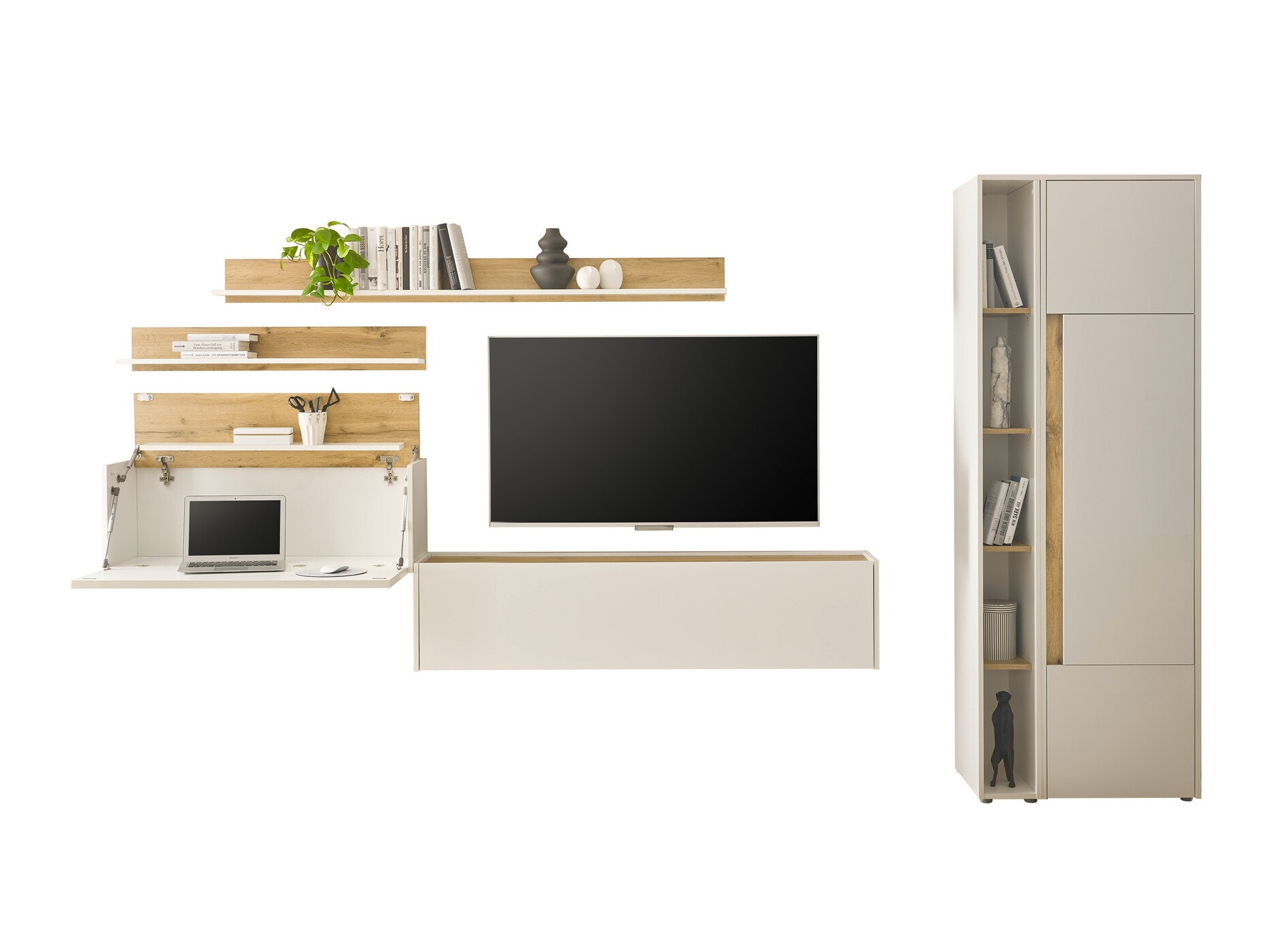 Stuemøbelsæt Elbsori 145 (Hvid + Wotan eg)