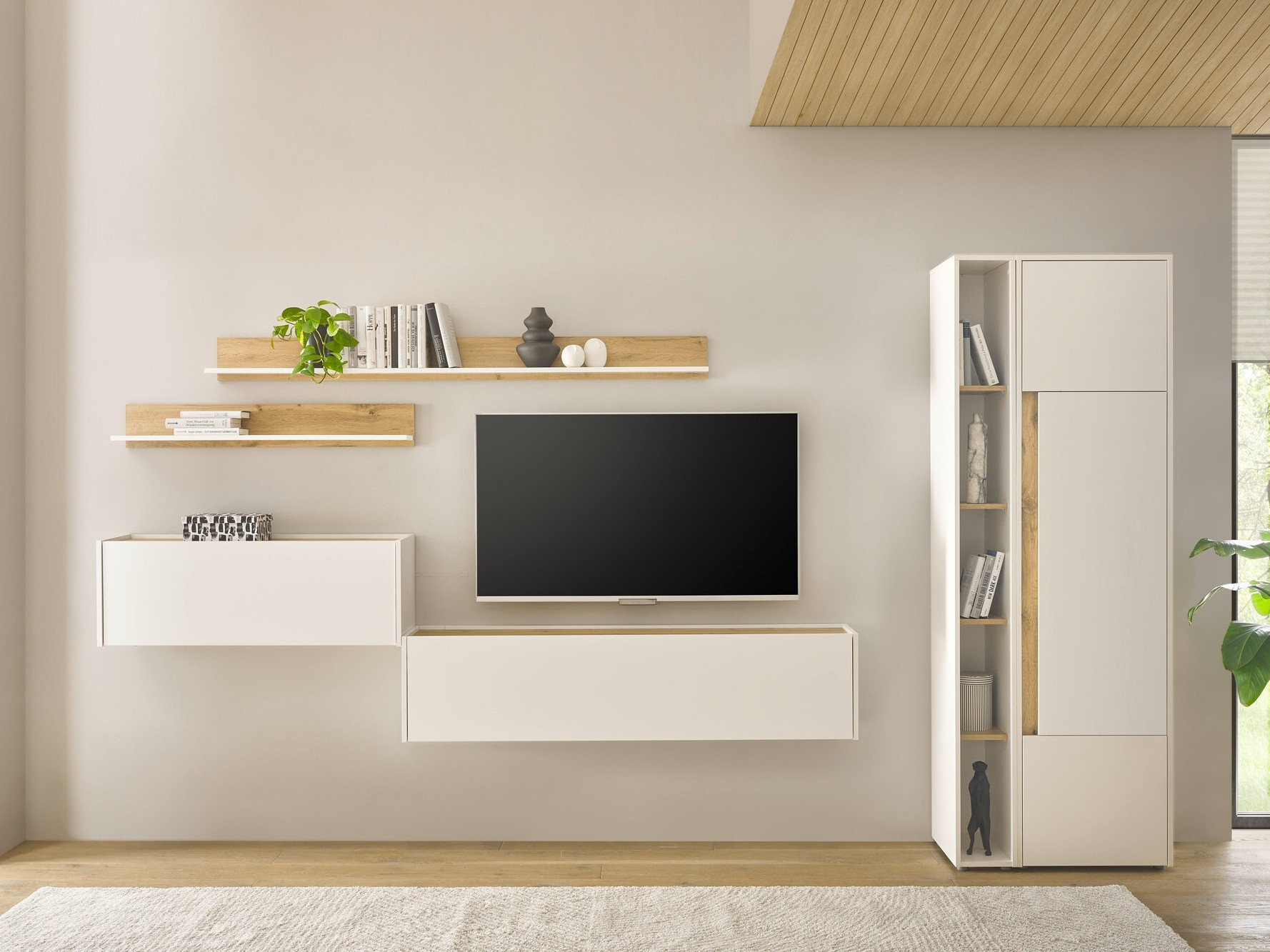 Stuemøbelsæt Elbsori 145 (Hvid + Wotan eg)