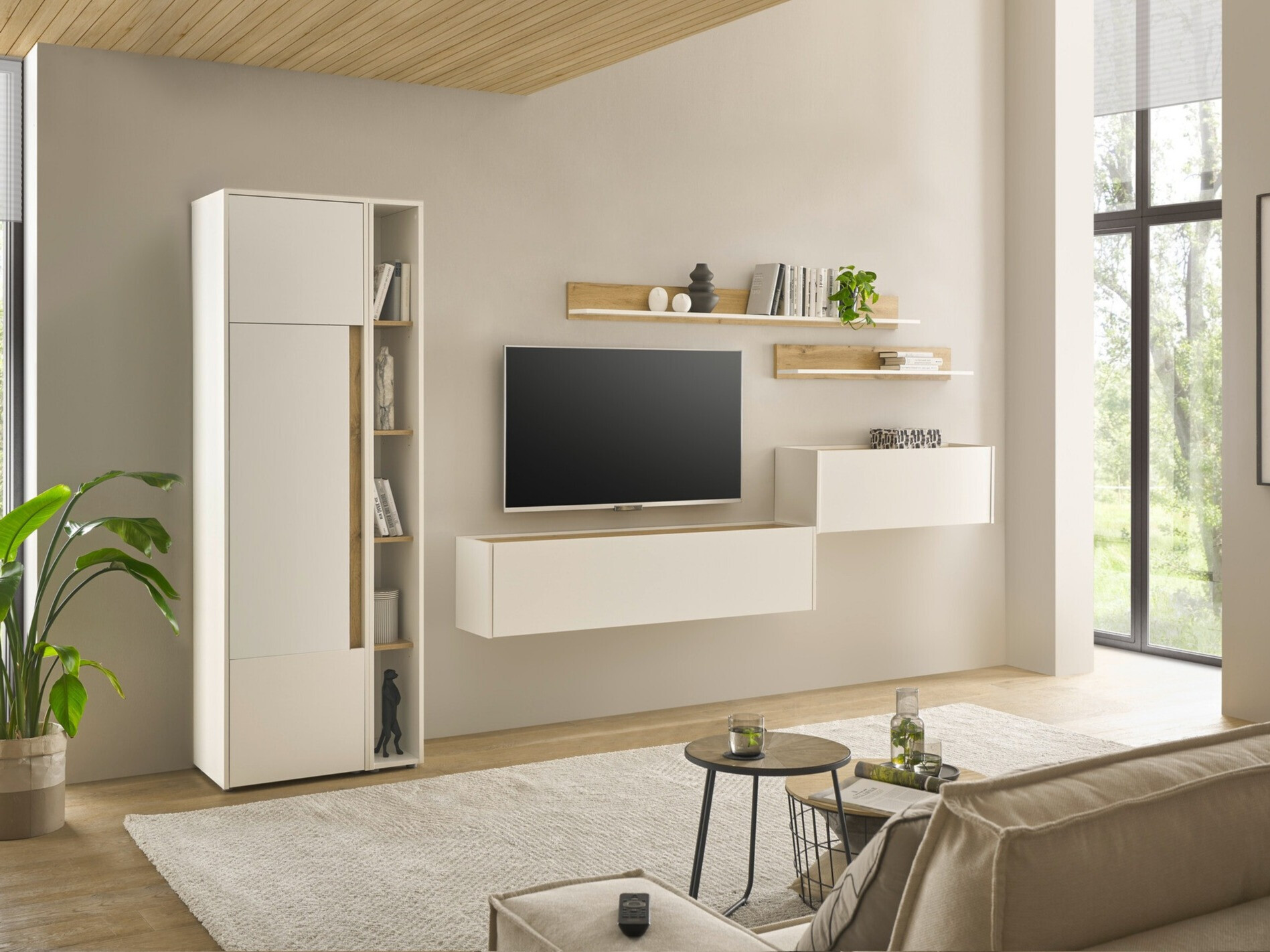 Stuemøbelsæt Elbsori 145 (Hvid + Wotan eg)