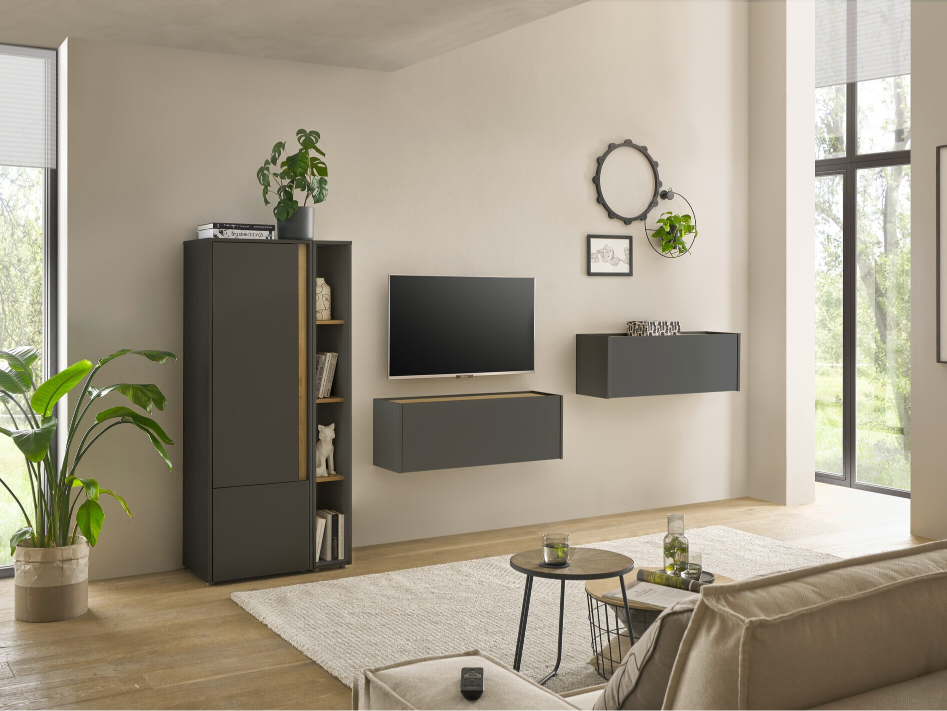 Stuemøbelsæt Elbsori 146 (Antracit + Wotan eg)