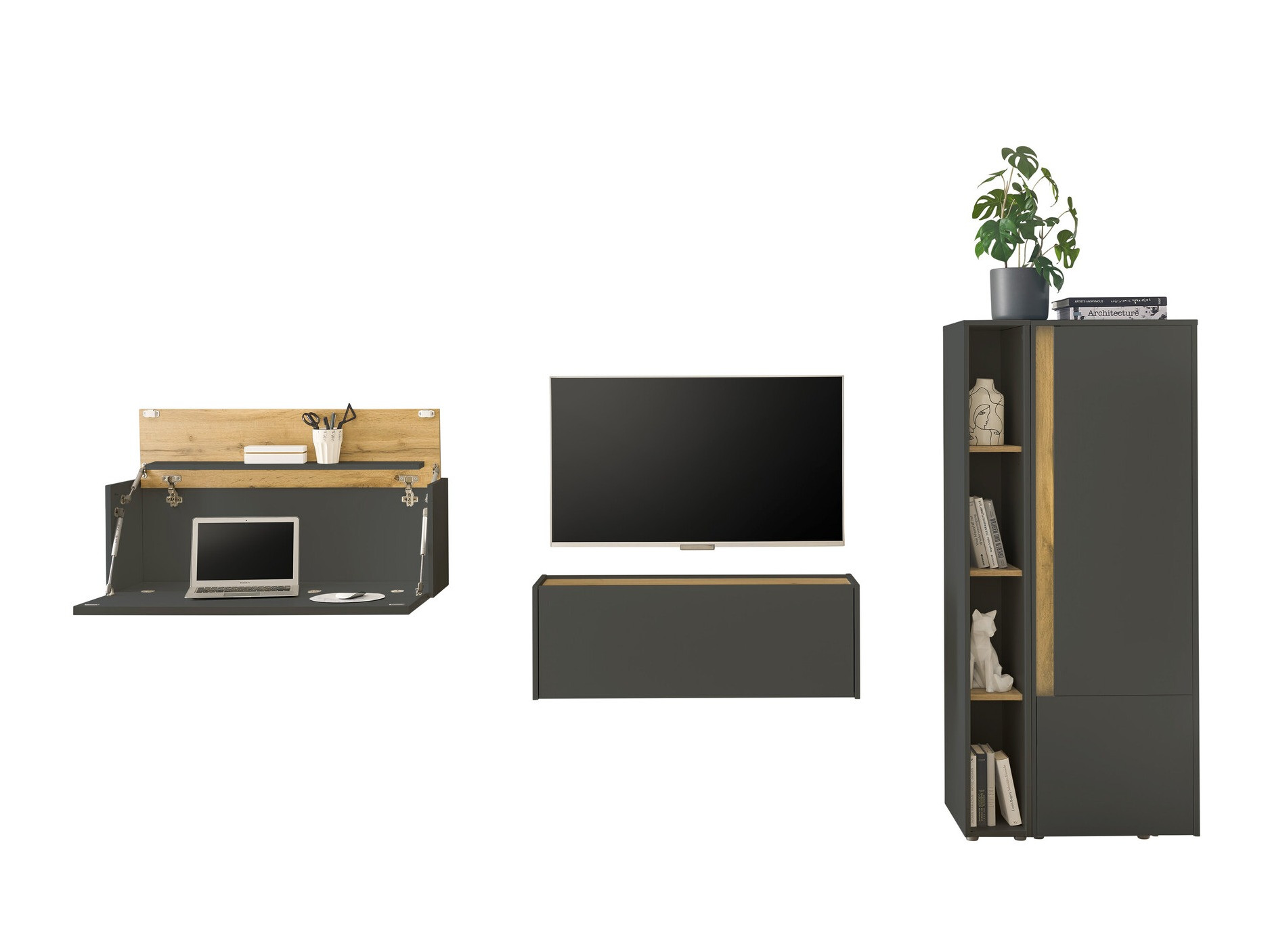 Stuemøbelsæt Elbsori 146 (Antracit + Wotan eg)