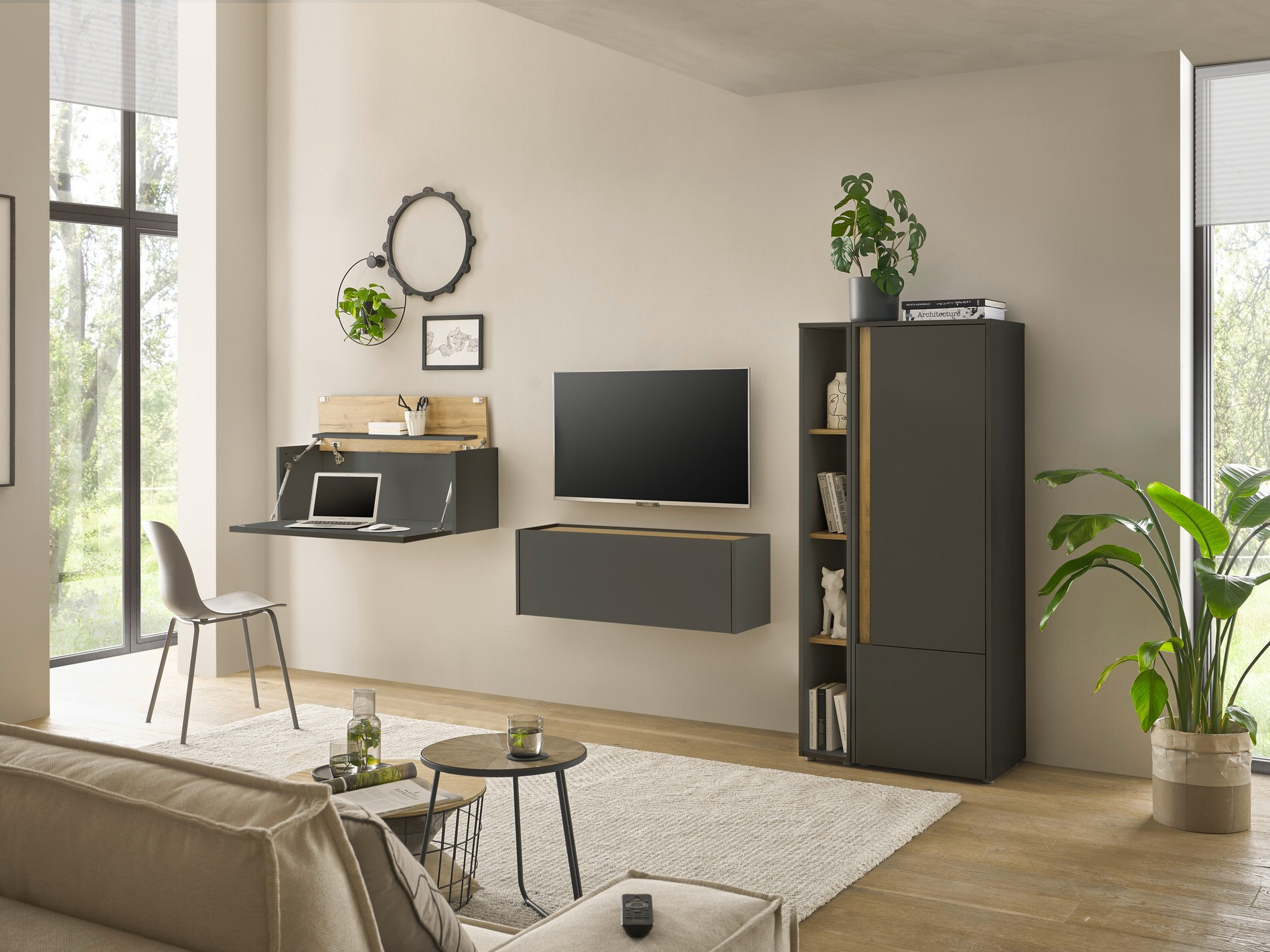 Stuemøbelsæt Elbsori 146 (Antracit + Wotan eg)