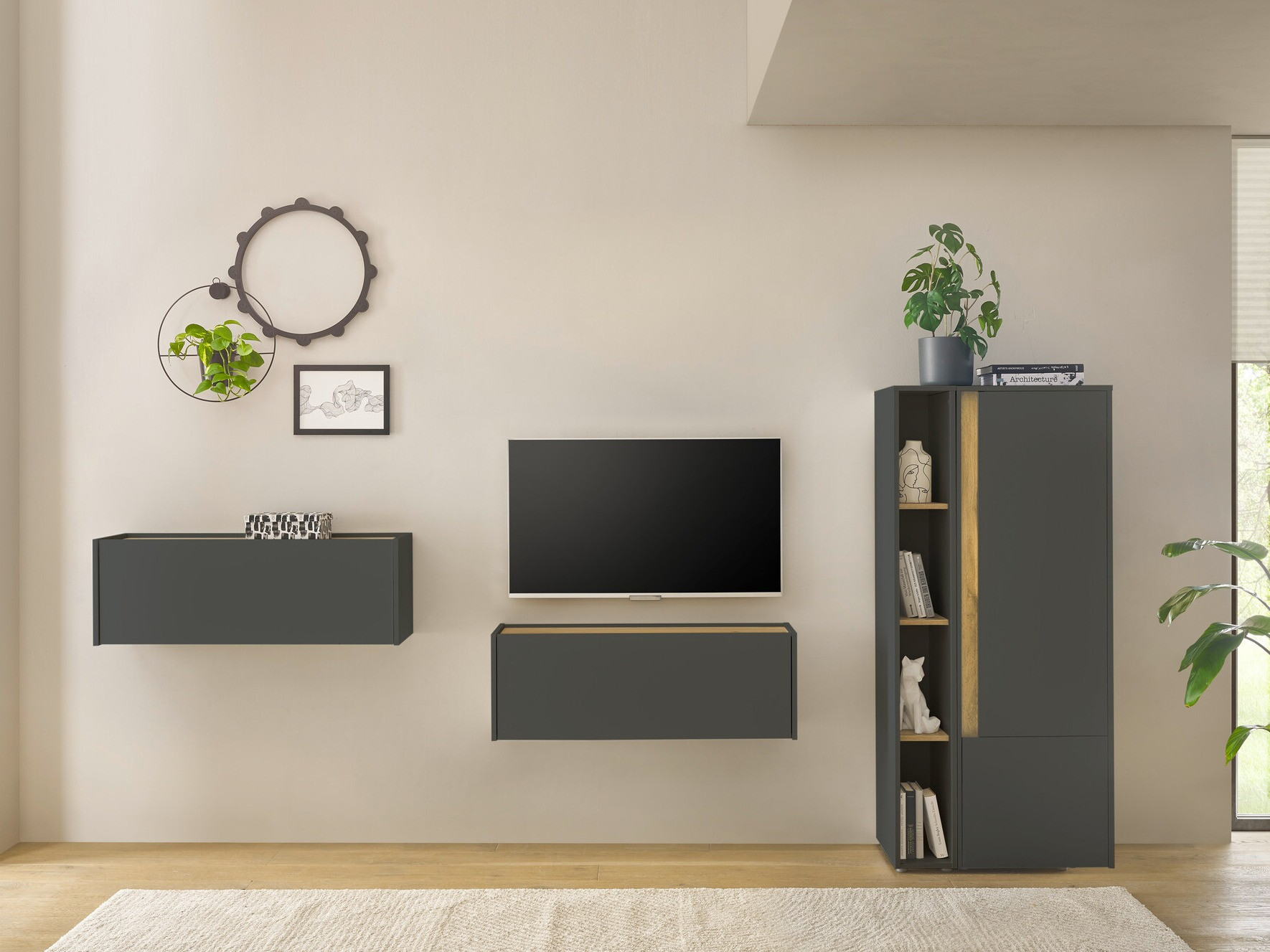 Stuemøbelsæt Elbsori 146 (Antracit + Wotan eg)