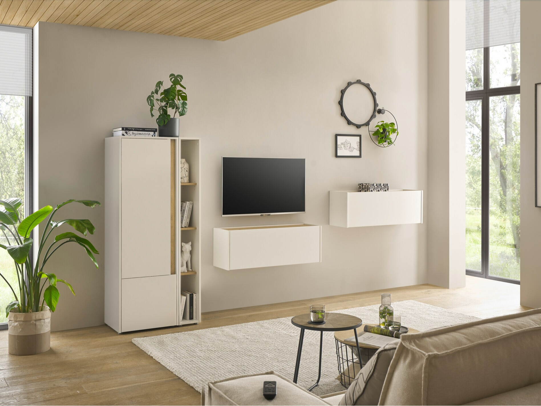 Stuemøbelsæt Elbsori 146 (Hvid + Wotan eg)