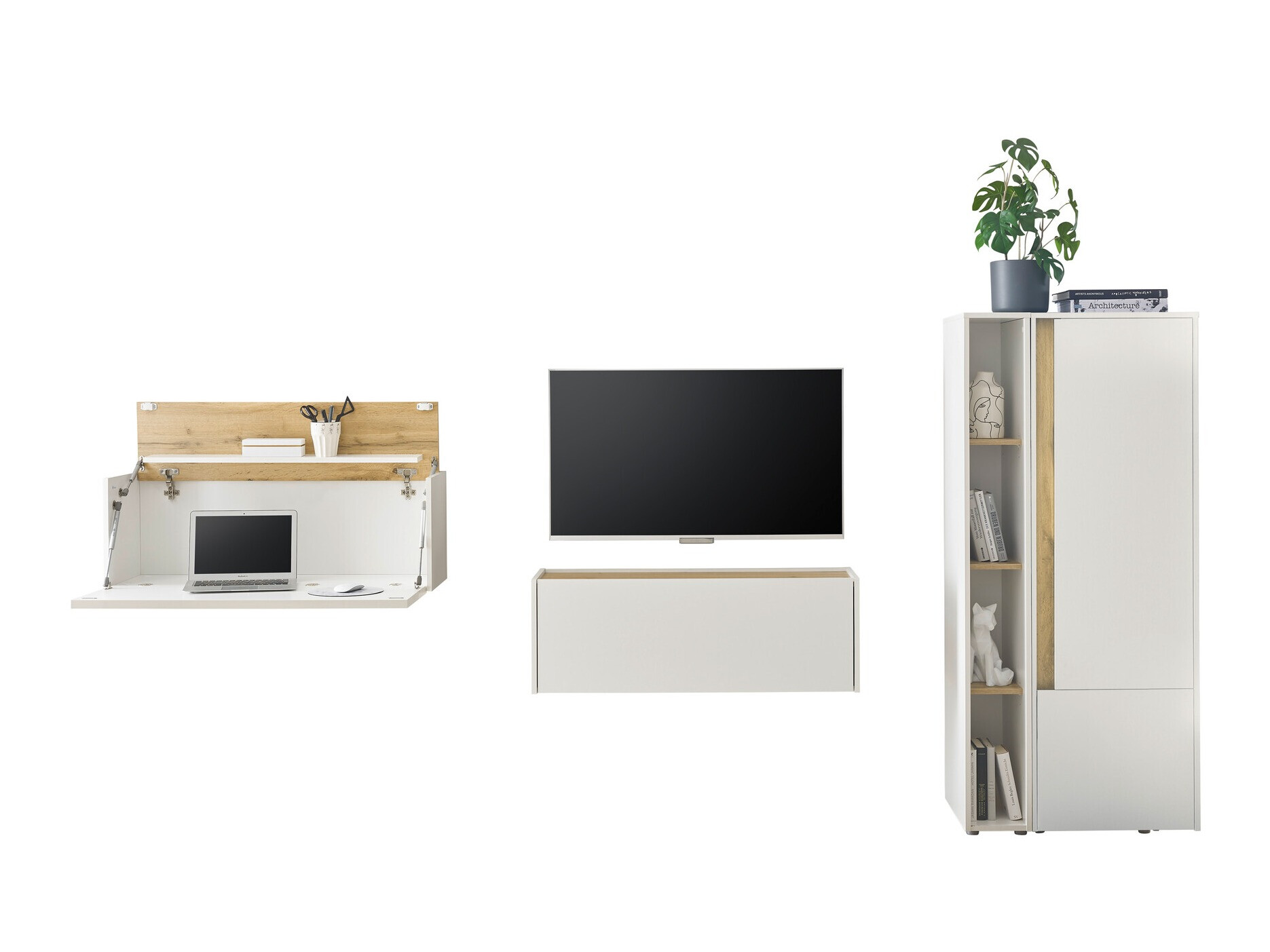 Stuemøbelsæt Elbsori 146 (Hvid + Wotan eg)