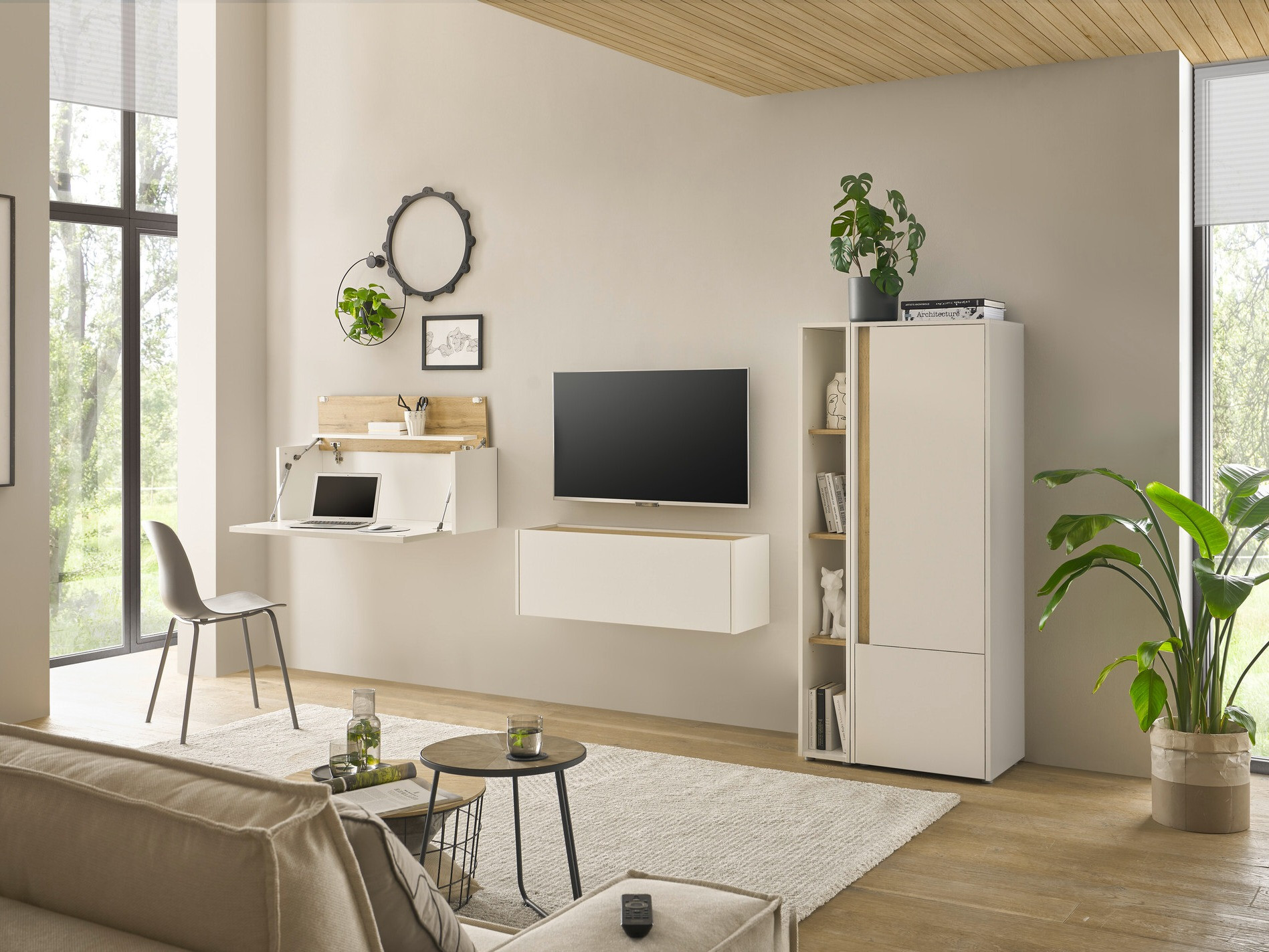 Stuemøbelsæt Elbsori 146 (Hvid + Wotan eg)