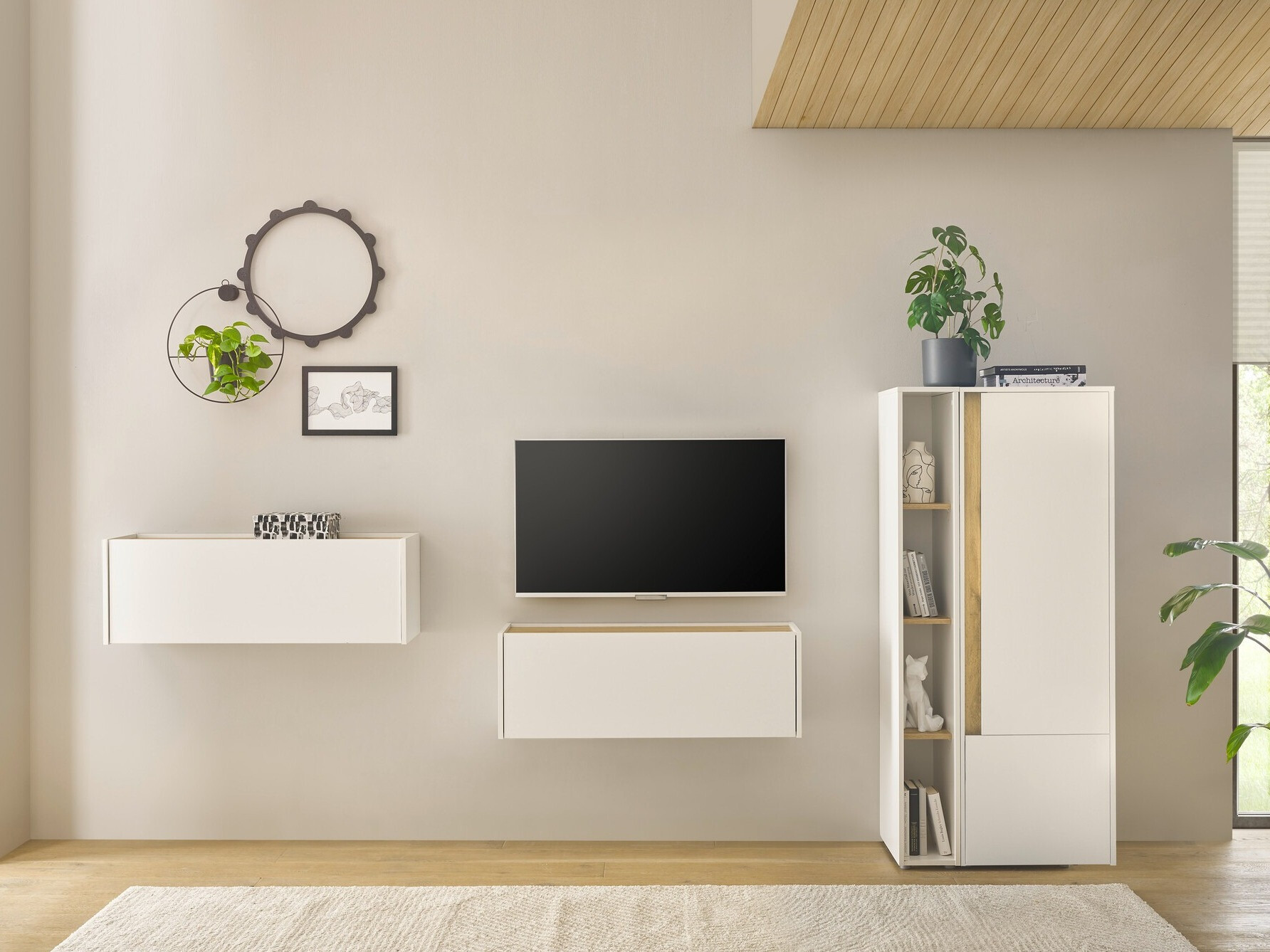 Stuemøbelsæt Elbsori 146 (Hvid + Wotan eg)