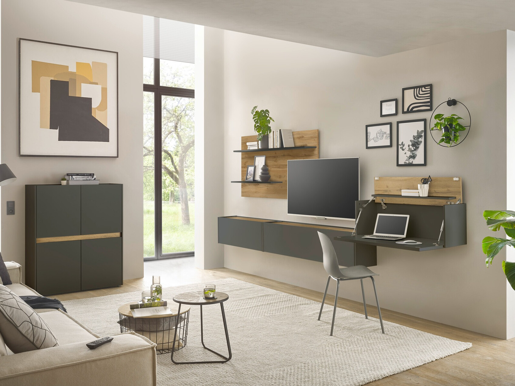 Stuemøbelsæt Elbsori 147 (Antracit + Wotan eg)