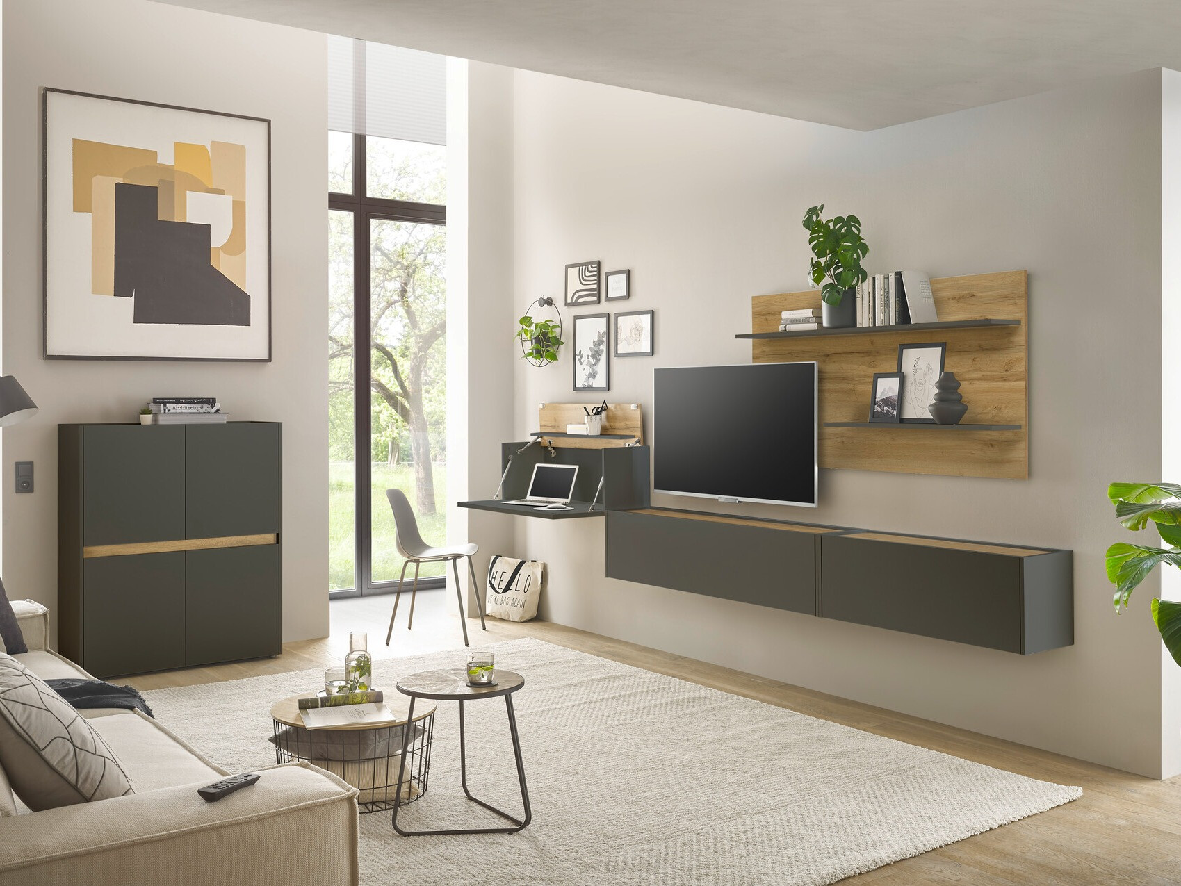 Stuemøbelsæt Elbsori 147 (Antracit + Wotan eg)