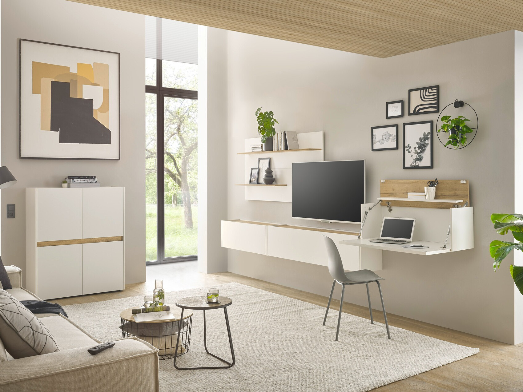 Stuemøbelsæt Elbsori 147 (Hvid + Wotan eg)