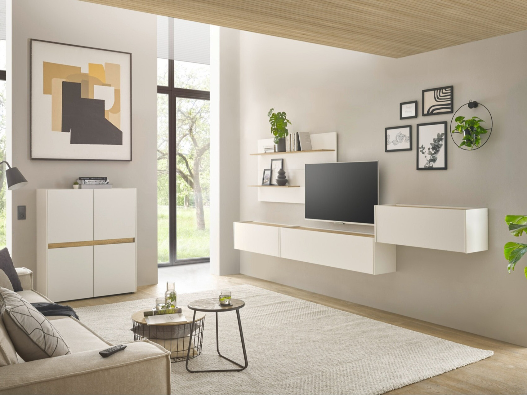 Stuemøbelsæt Elbsori 147 (Hvid + Wotan eg)